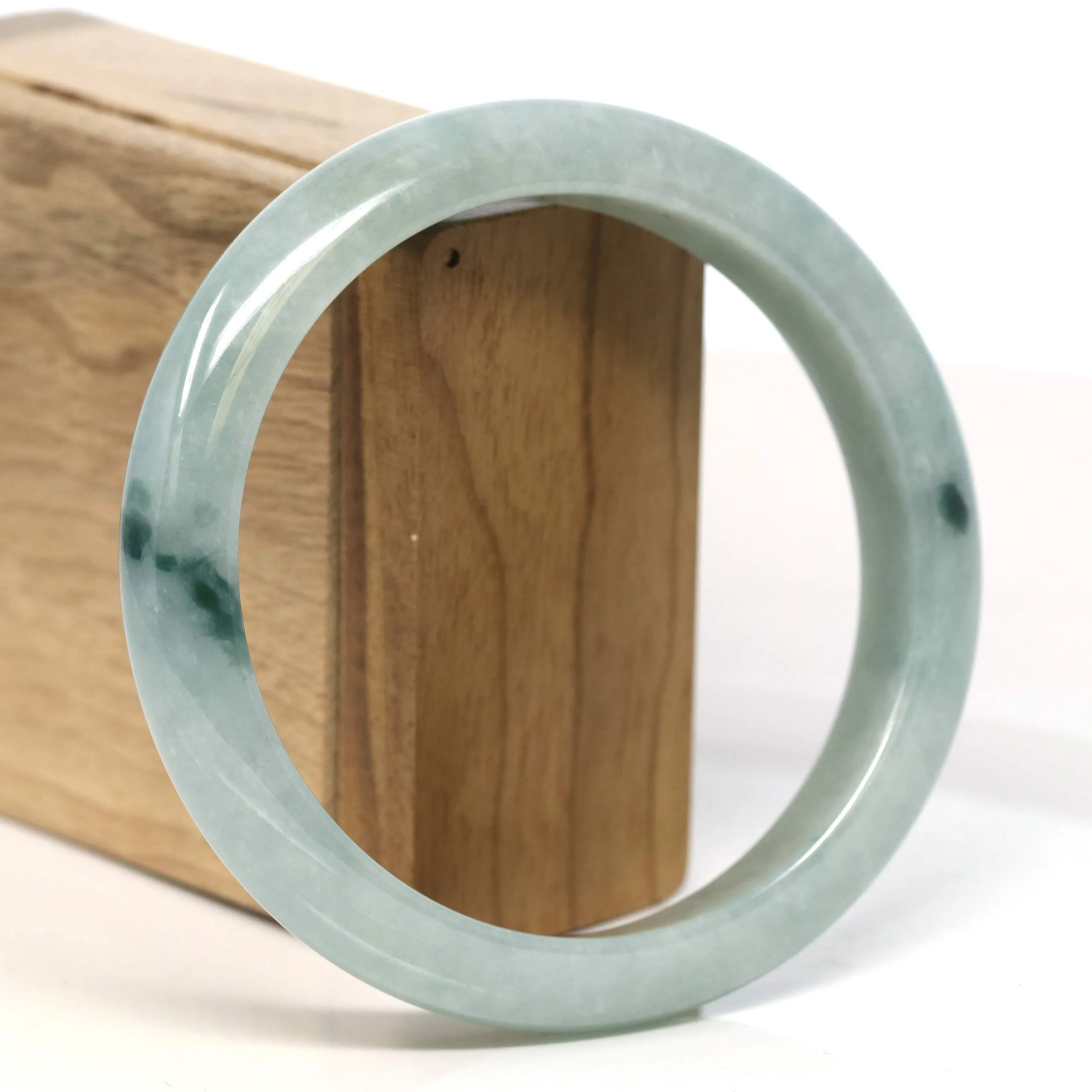 Baikalla "Half Round" Blue-Green Jadeite Jade Bangle Bracelet (63.42 mm) #T391