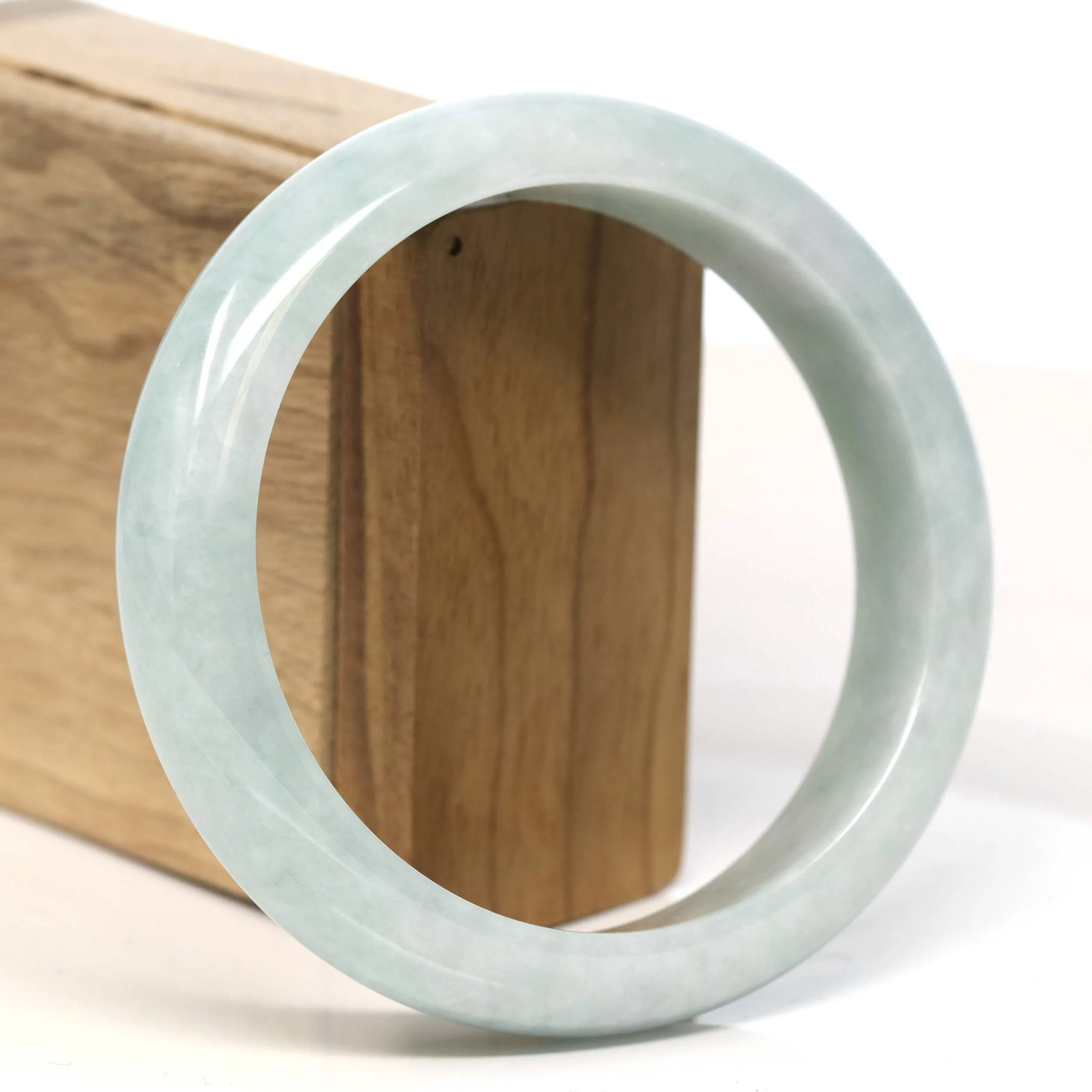 Baikalla "Half Round" Green Lavender Jadeite Jade Bangle Bracelet (63.3 mm) #T433