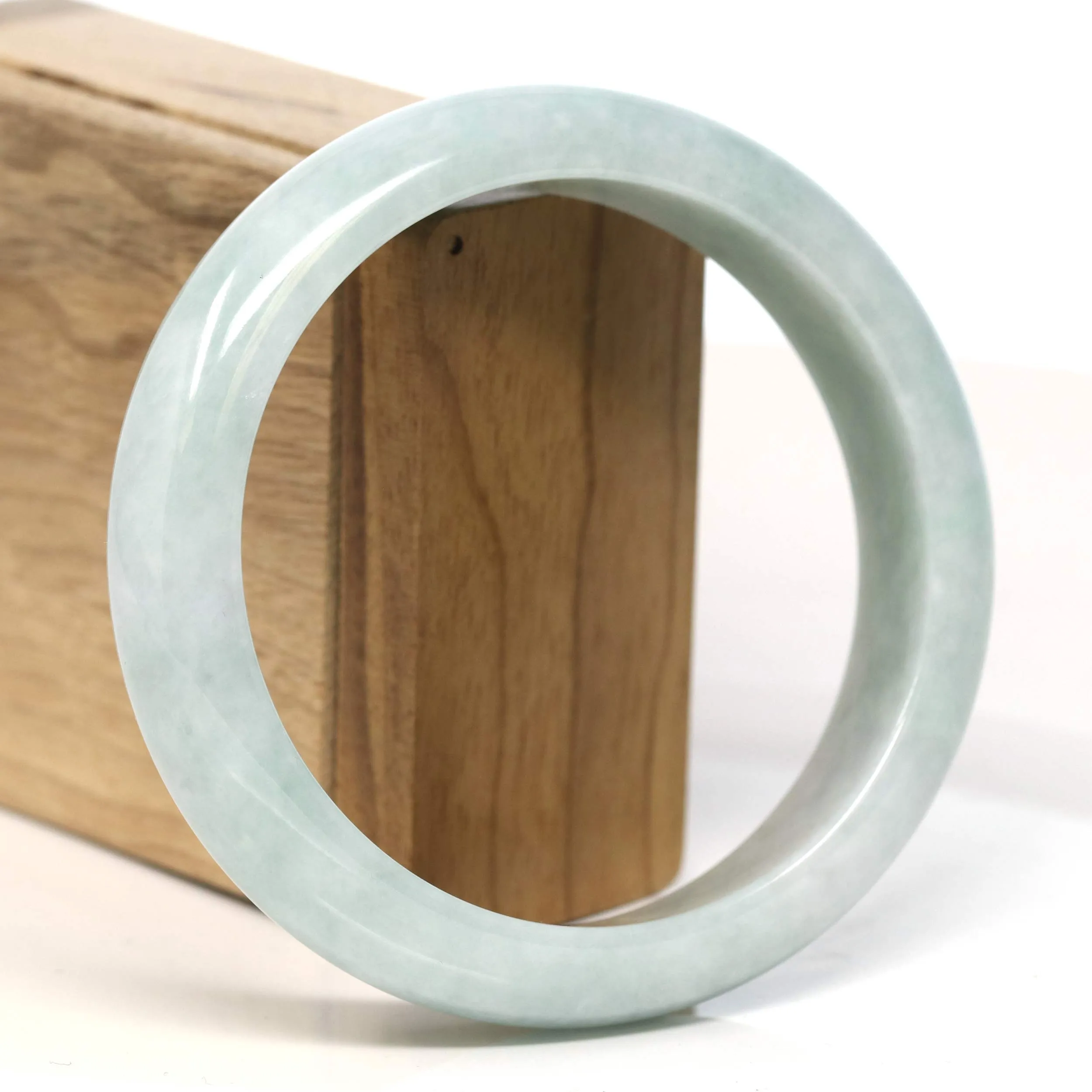 Baikalla "Half Round" Green Lavender Jadeite Jade Bangle Bracelet (63.3 mm) #T433