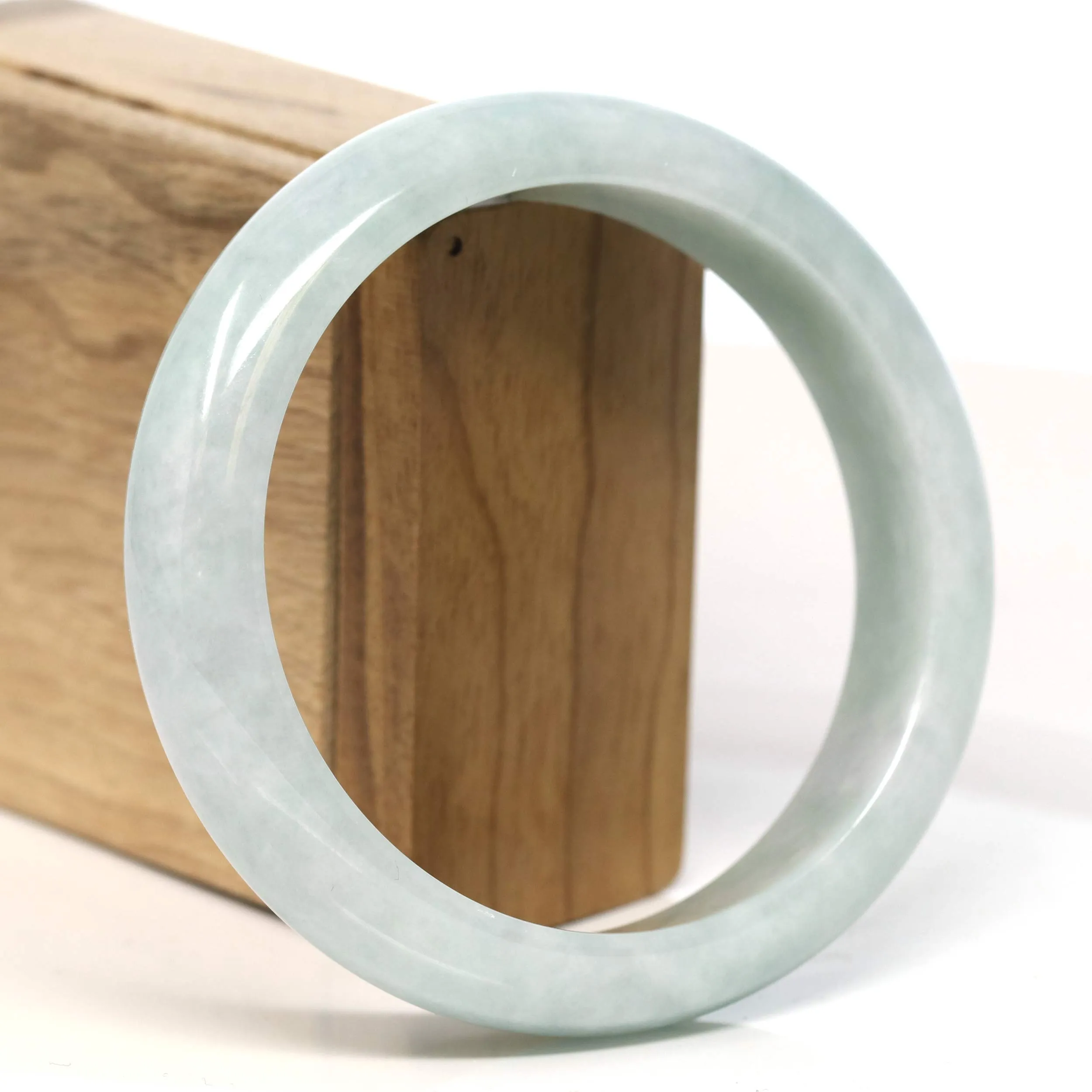 Baikalla "Half Round" Green Lavender Jadeite Jade Bangle Bracelet (63.3 mm) #T433
