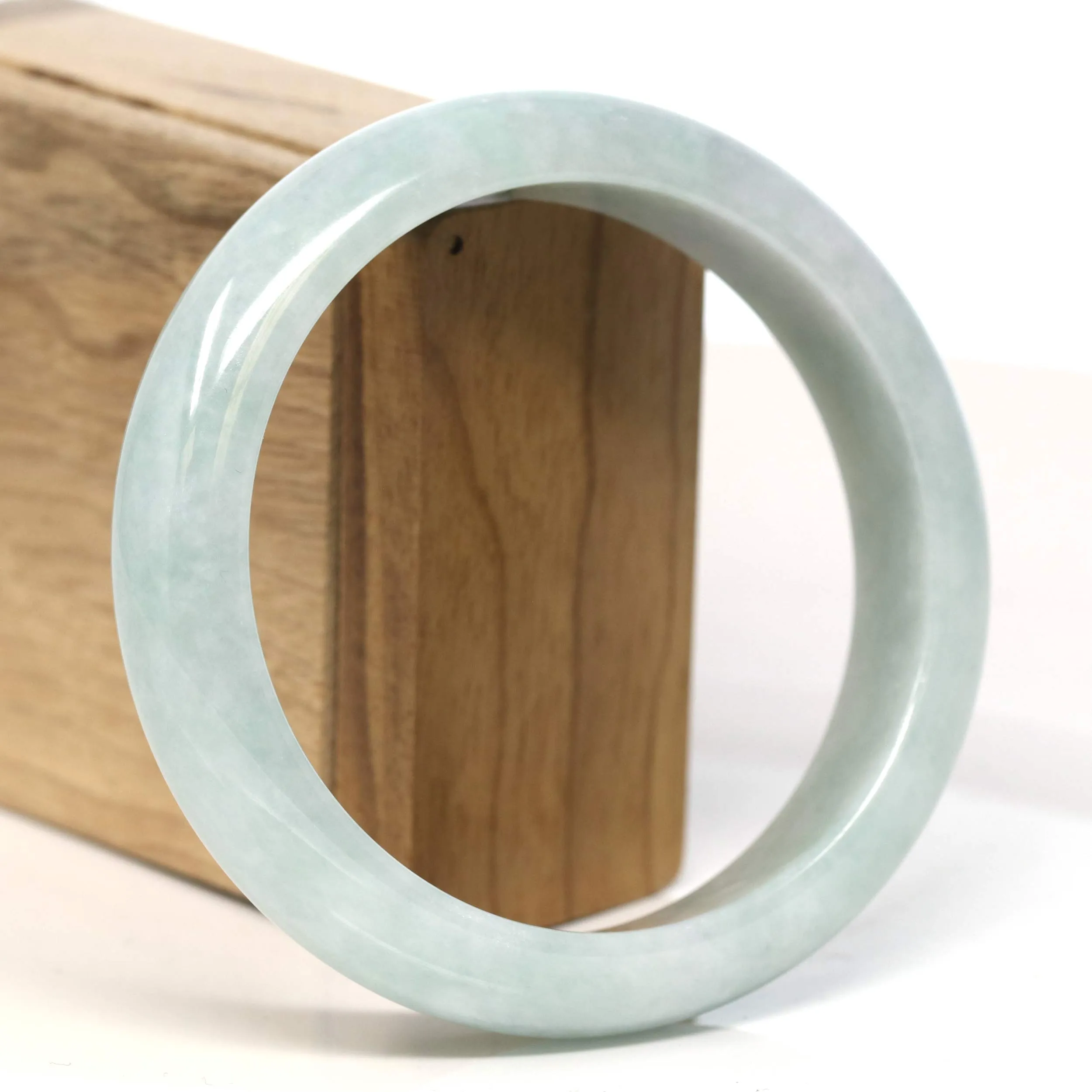 Baikalla "Half Round" Green Lavender Jadeite Jade Bangle Bracelet (63.3 mm) #T433
