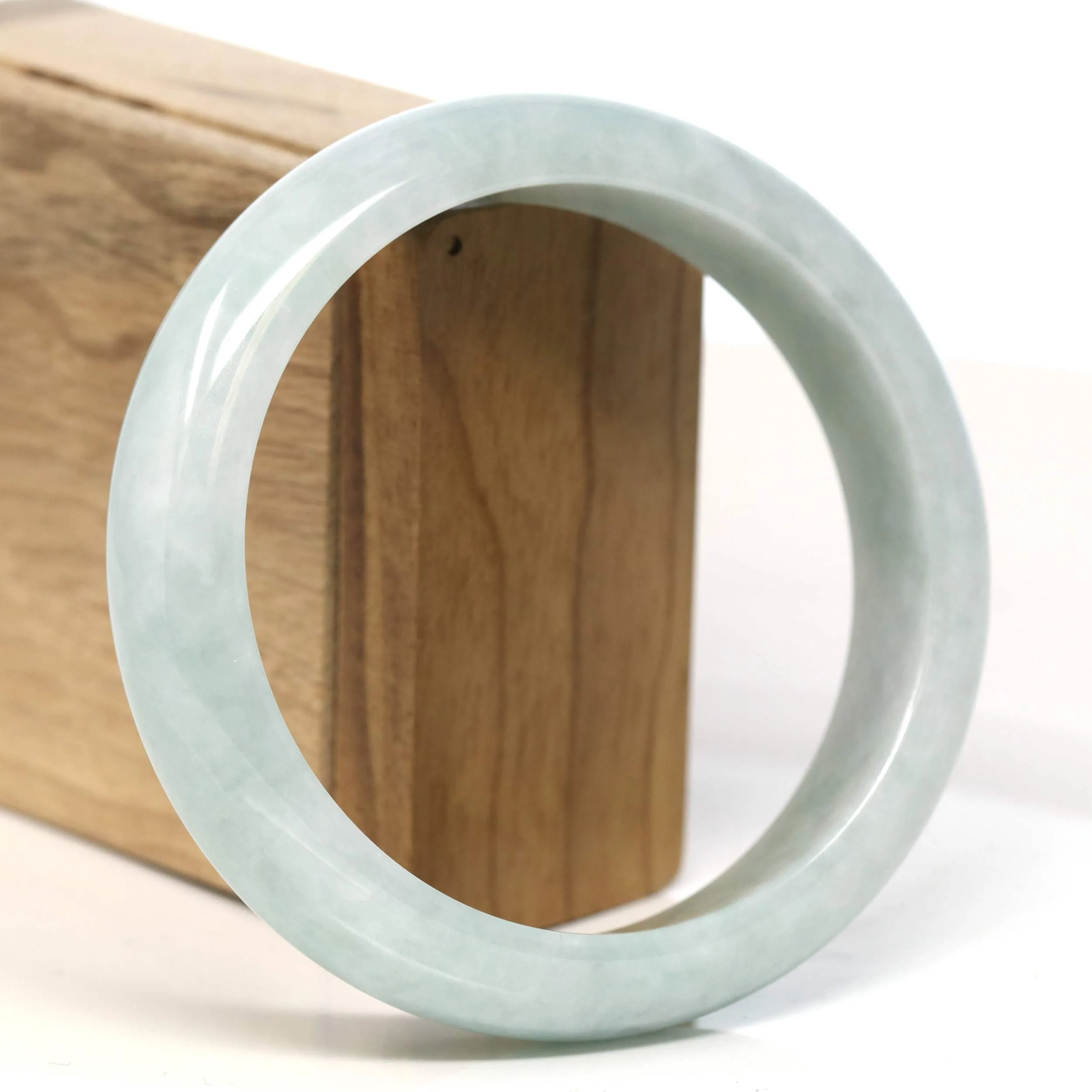 Baikalla "Half Round" Green Lavender Jadeite Jade Bangle Bracelet (63.3 mm) #T433