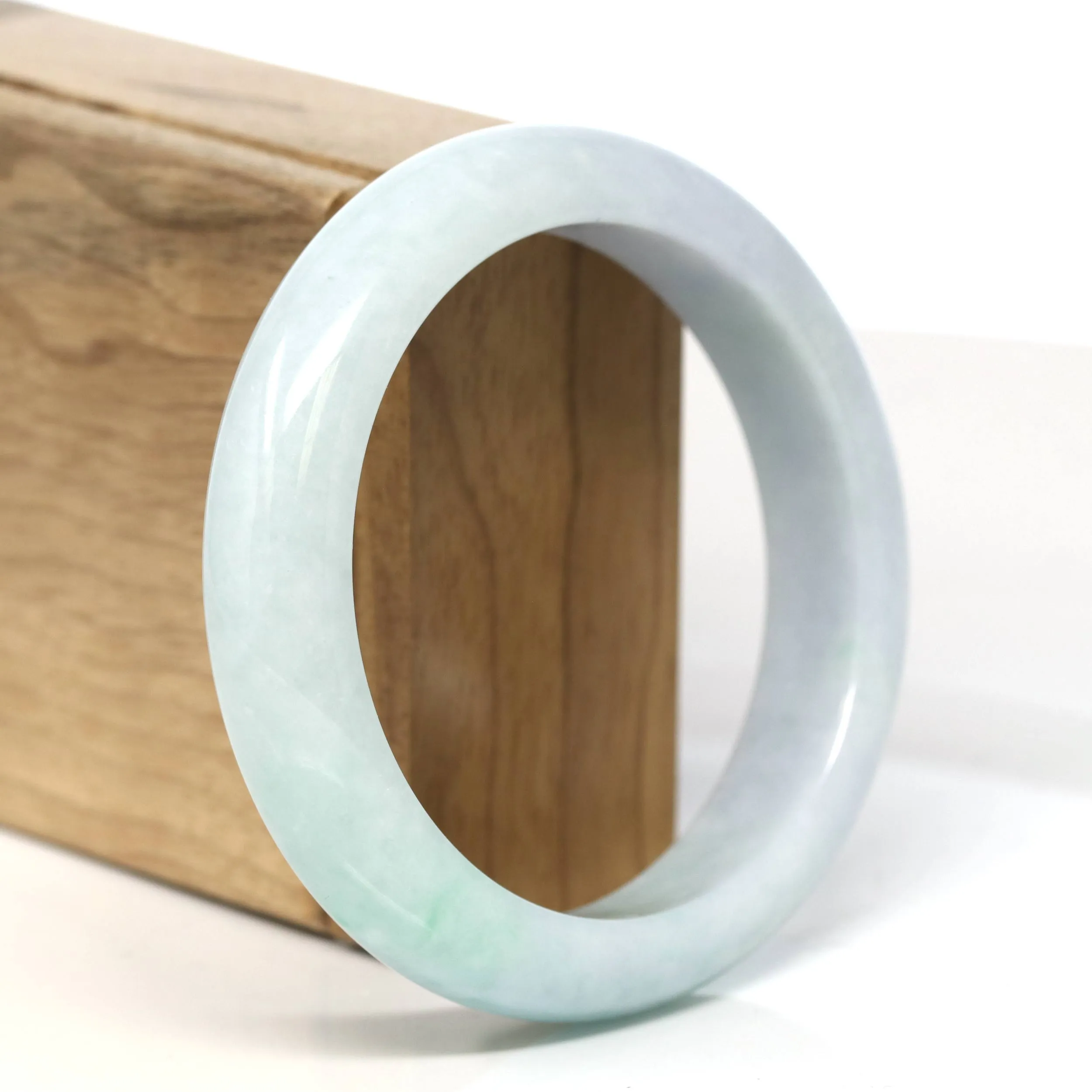 Baikalla "Half Round" Light Green Jadeite Jade Bangle Bracelet (58.6 mm) #T481