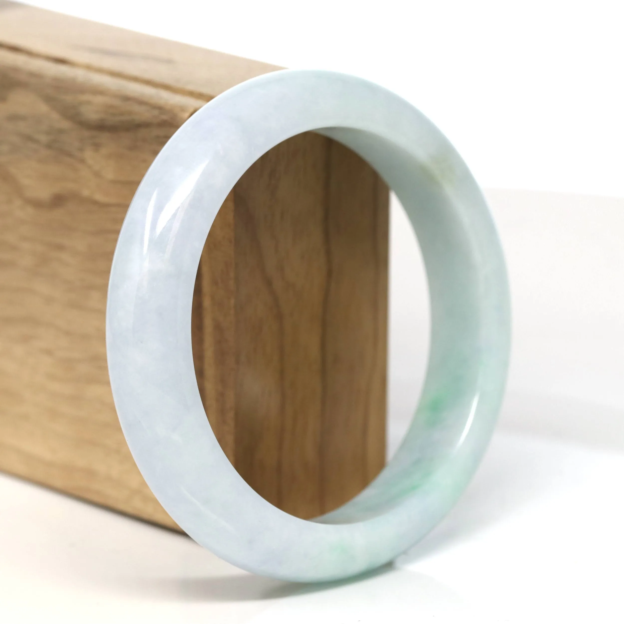 Baikalla "Half Round" Light Green Jadeite Jade Bangle Bracelet (58.6 mm) #T481