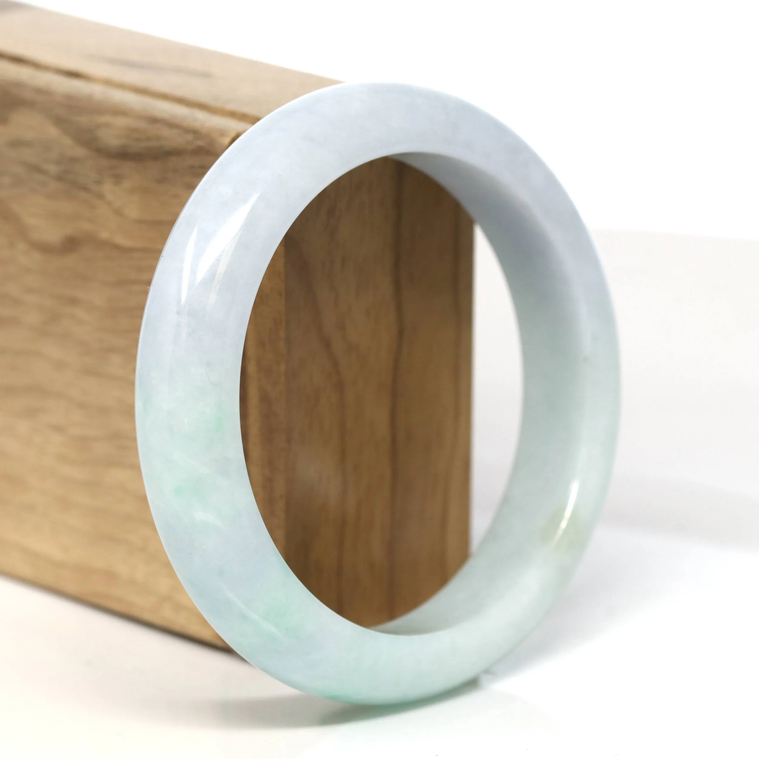 Baikalla "Half Round" Light Green Jadeite Jade Bangle Bracelet (58.6 mm) #T481