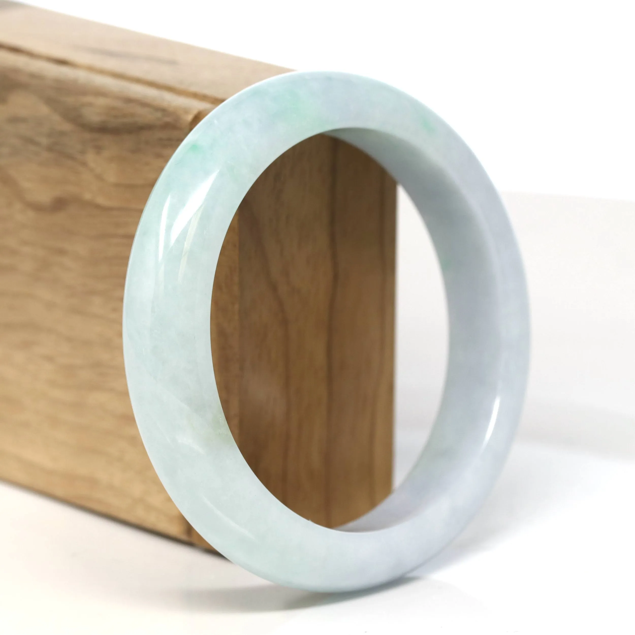 Baikalla "Half Round" Light Green Jadeite Jade Bangle Bracelet (58.6 mm) #T481