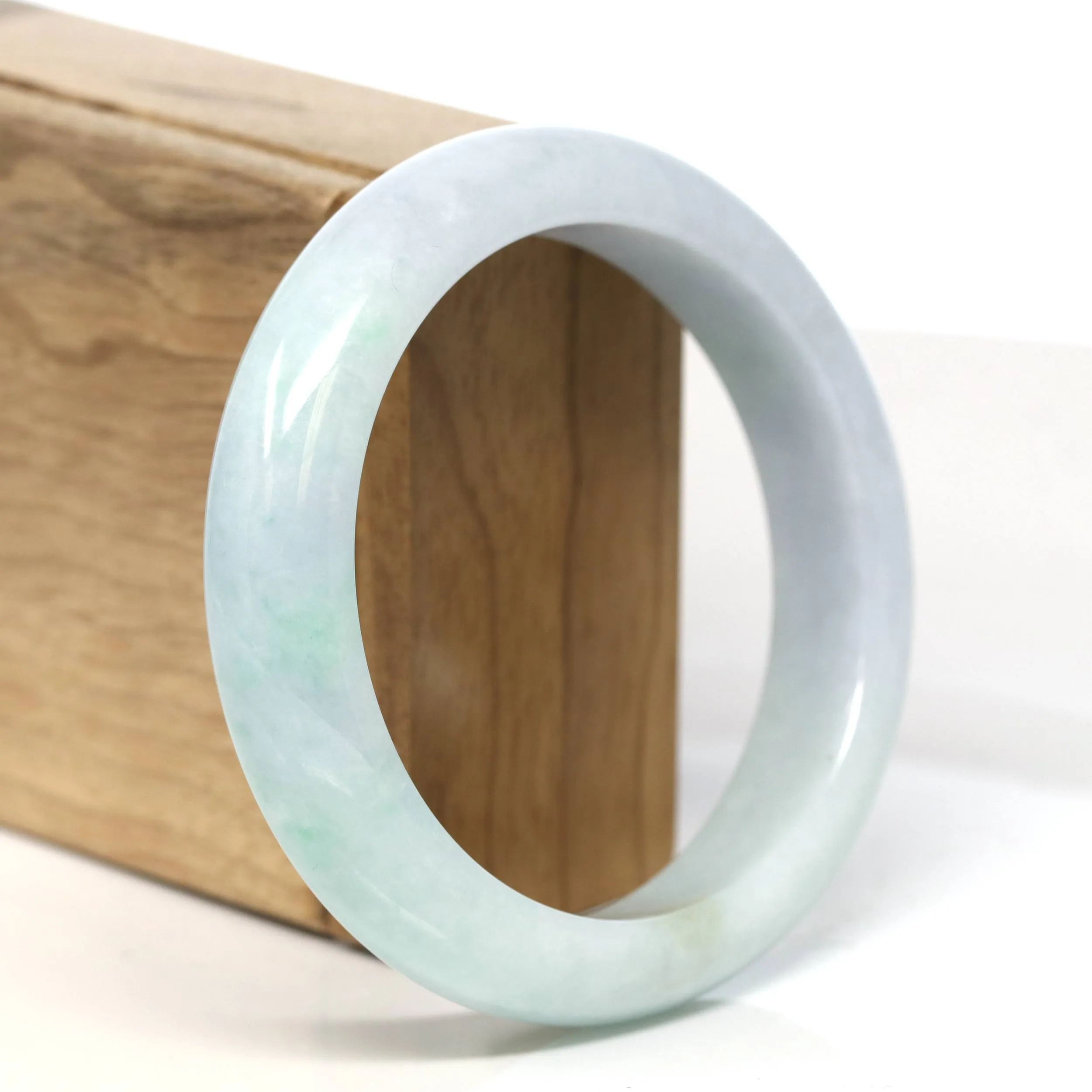 Baikalla "Half Round" Light Green Jadeite Jade Bangle Bracelet (58.6 mm) #T481
