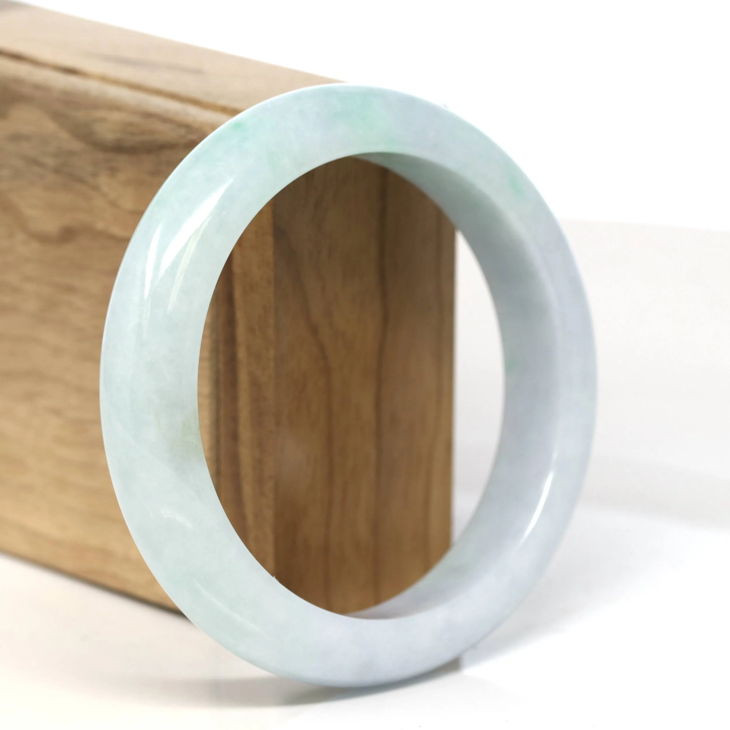 Baikalla "Half Round" Light Green Jadeite Jade Bangle Bracelet (58.6 mm) #T481