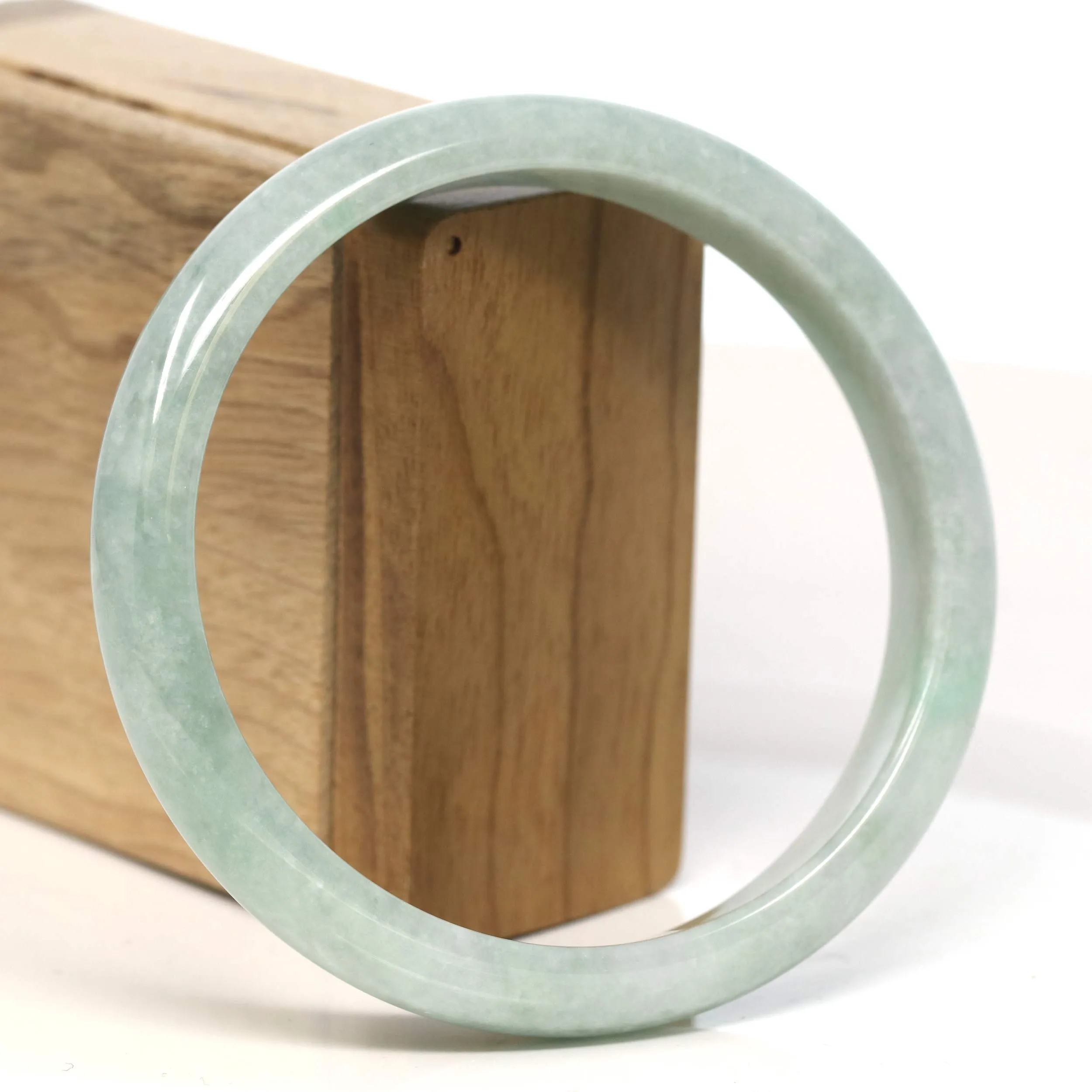 Baikalla "Half Round" Light Green Lavender Jadeite Jade Bangle Bracelet (66.3 mm) #T420