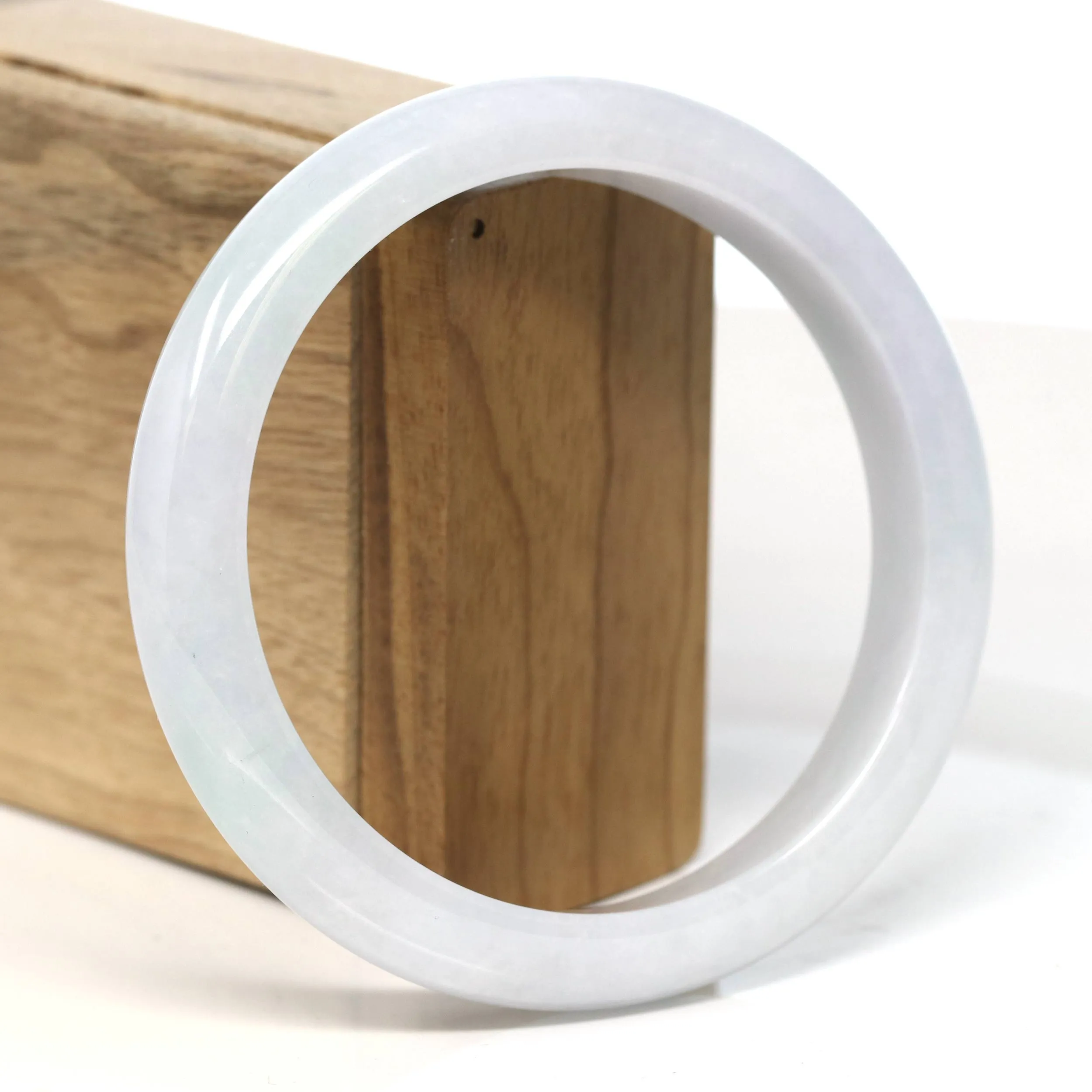 Baikalla "Half Round" Light Lavender Jadeite Jade Bangle Bracelet (62.7 mm) #T496