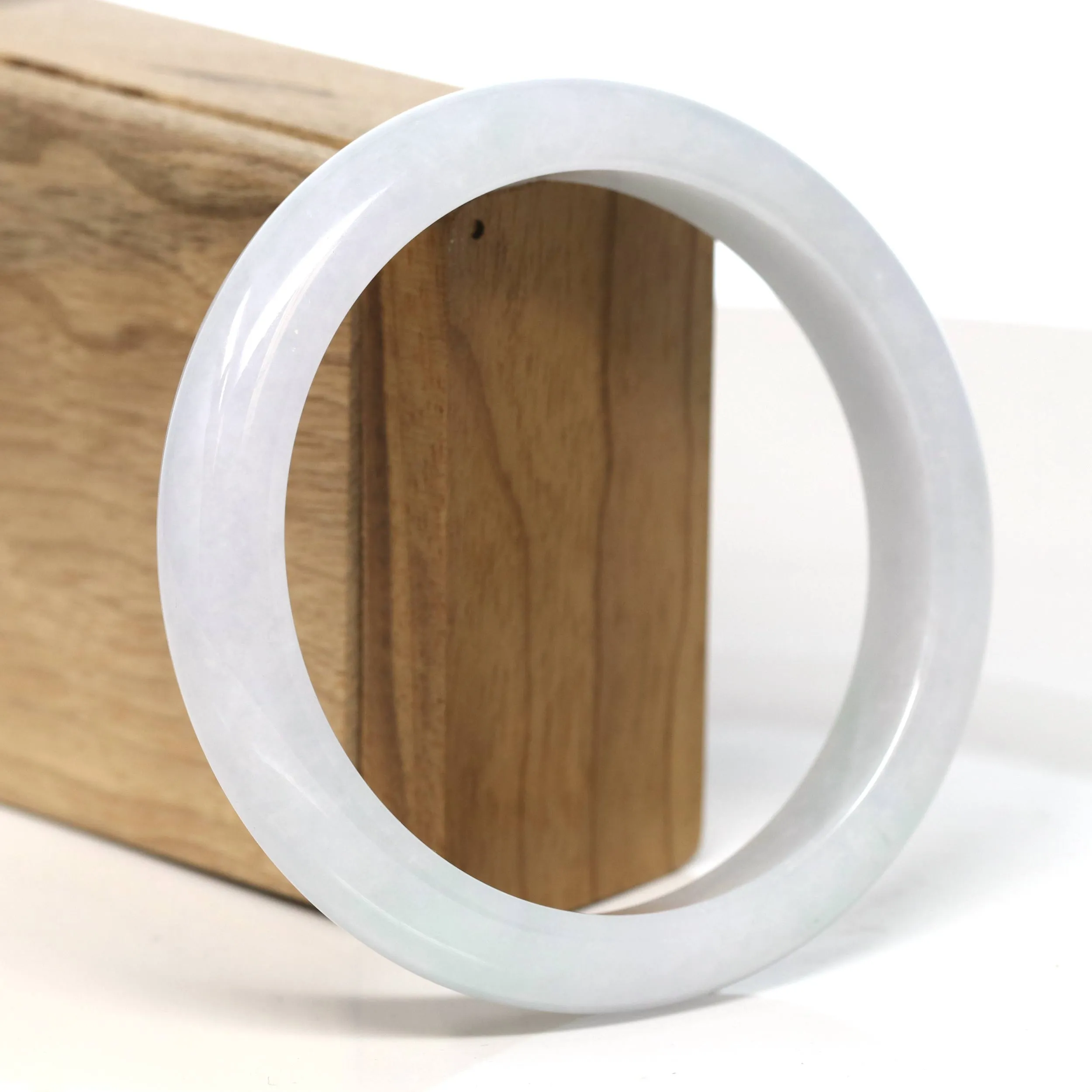 Baikalla "Half Round" Light Lavender Jadeite Jade Bangle Bracelet (62.7 mm) #T496