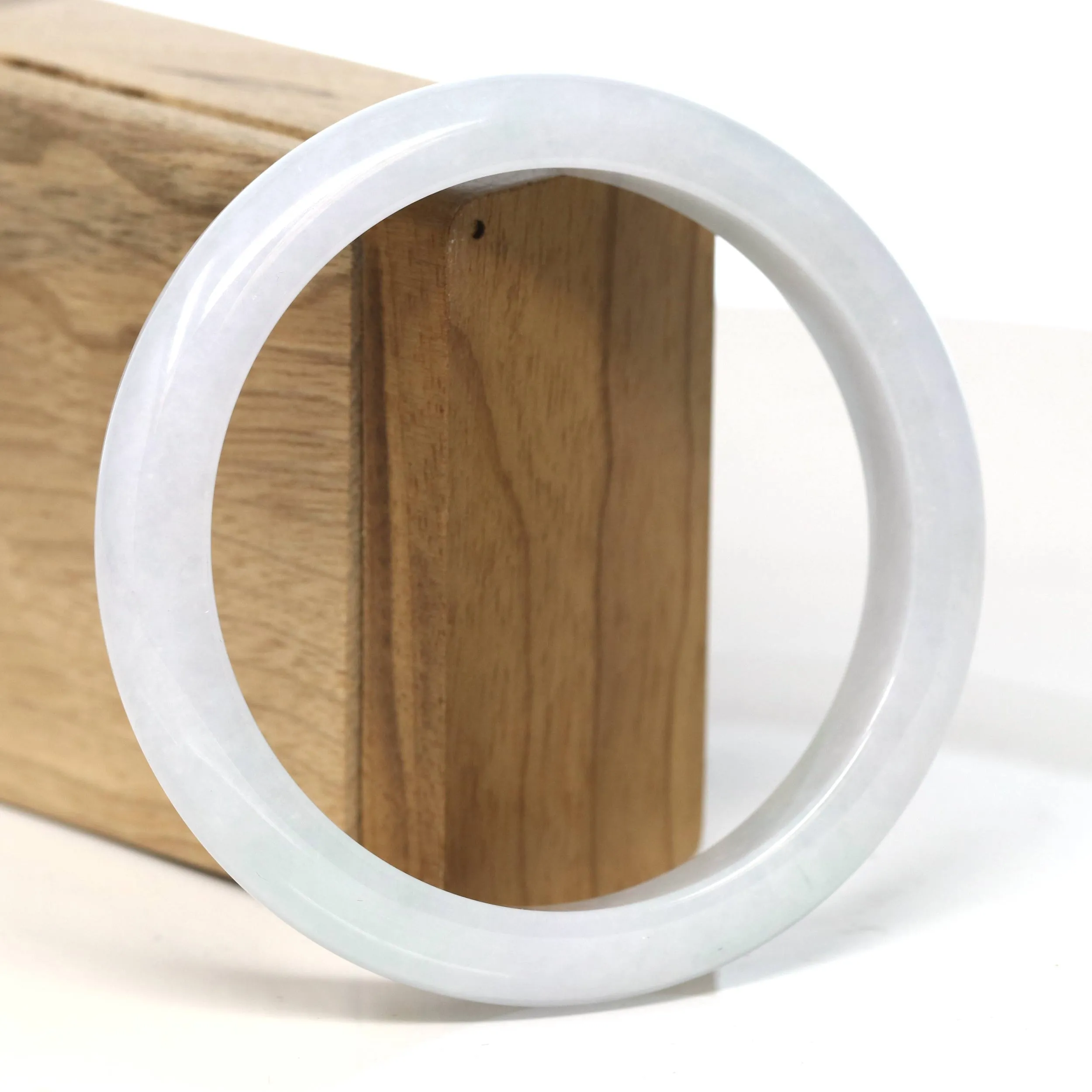 Baikalla "Half Round" Light Lavender Jadeite Jade Bangle Bracelet (62.7 mm) #T496