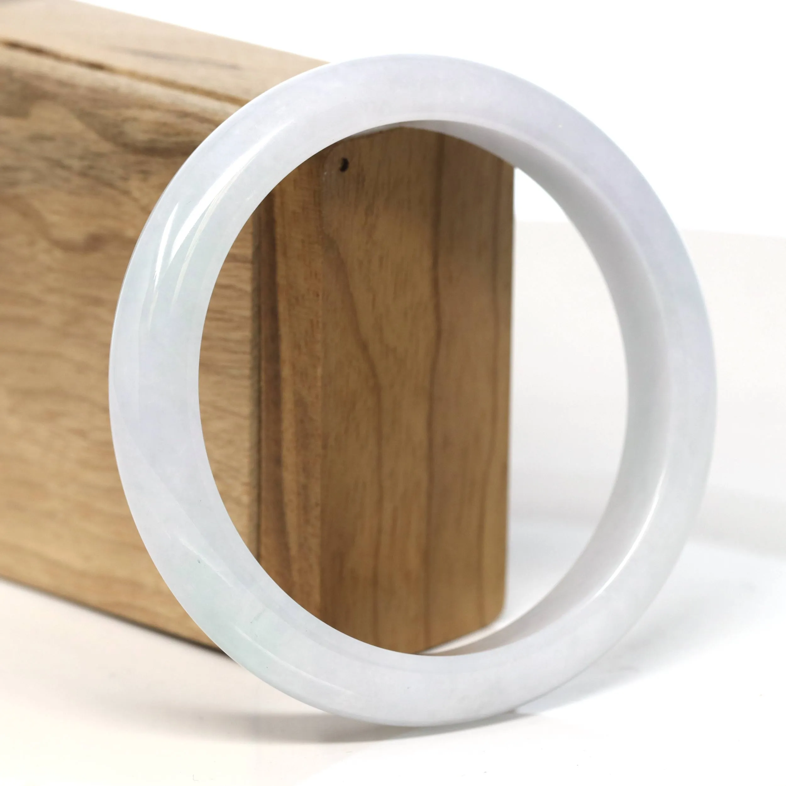 Baikalla "Half Round" Light Lavender Jadeite Jade Bangle Bracelet (62.7 mm) #T496