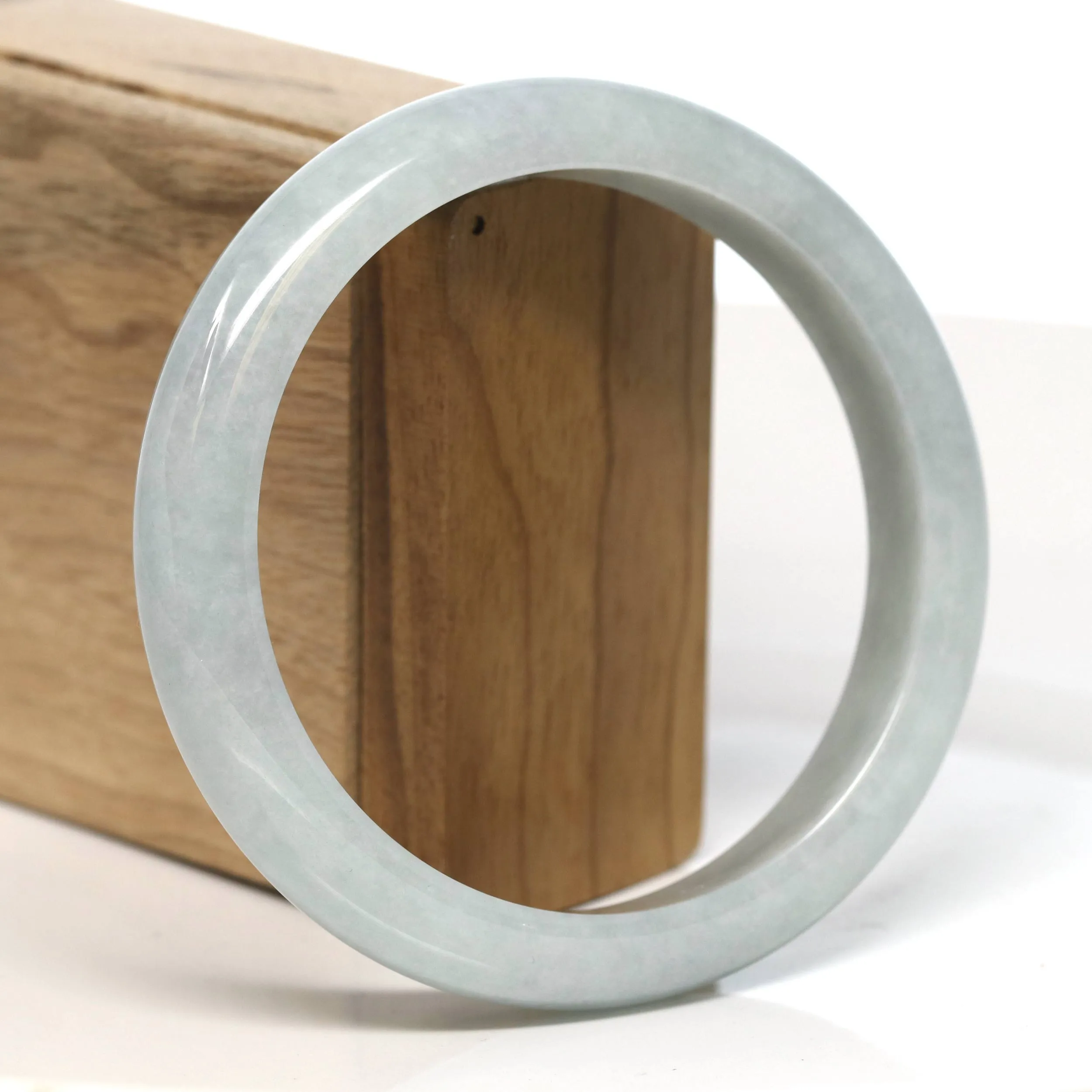 Baikalla "Half Round" Light Lavender Jadeite Jade Bangle Bracelet (62.7 mm) #T501