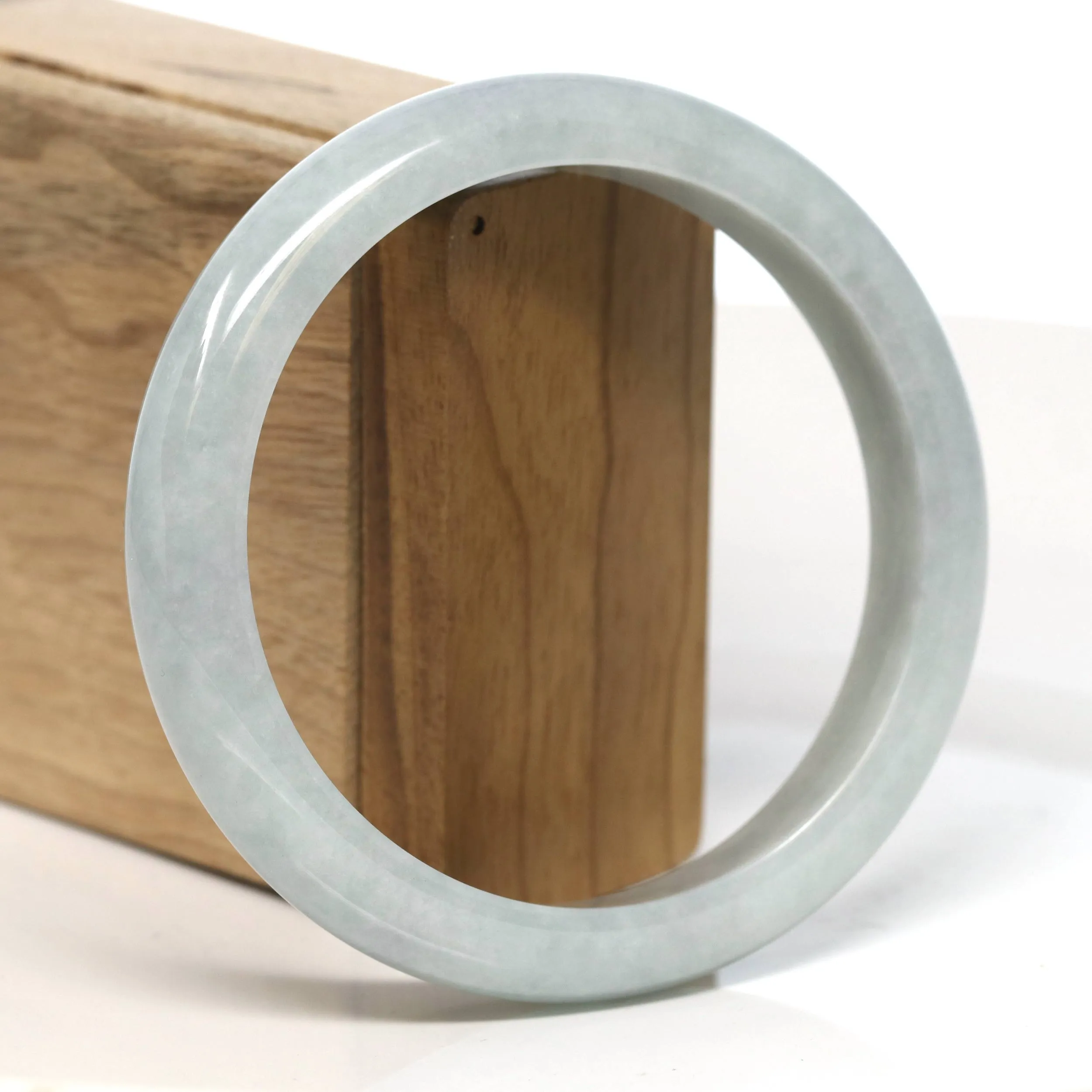 Baikalla "Half Round" Light Lavender Jadeite Jade Bangle Bracelet (62.7 mm) #T501