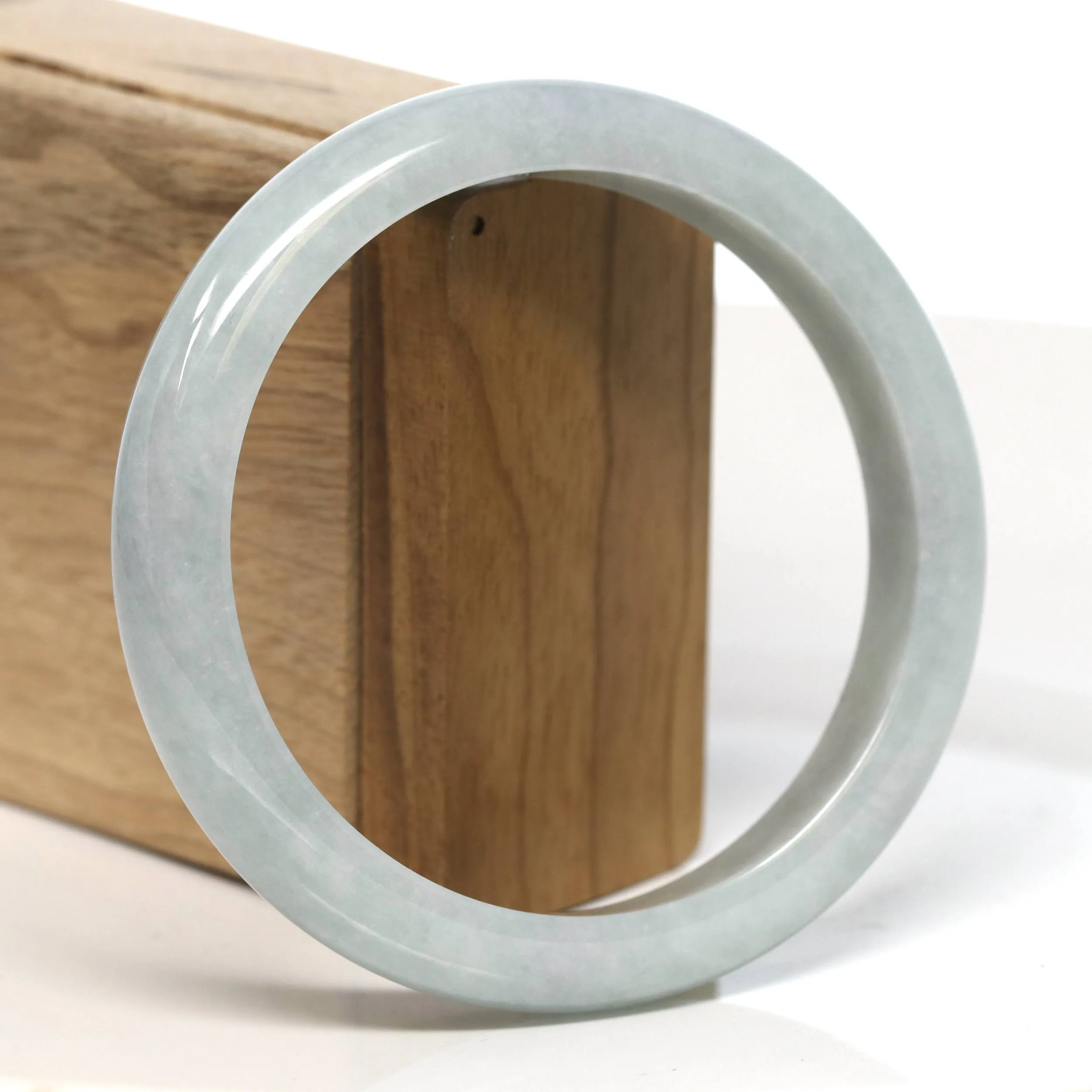 Baikalla "Half Round" Light Lavender Jadeite Jade Bangle Bracelet (62.7 mm) #T501