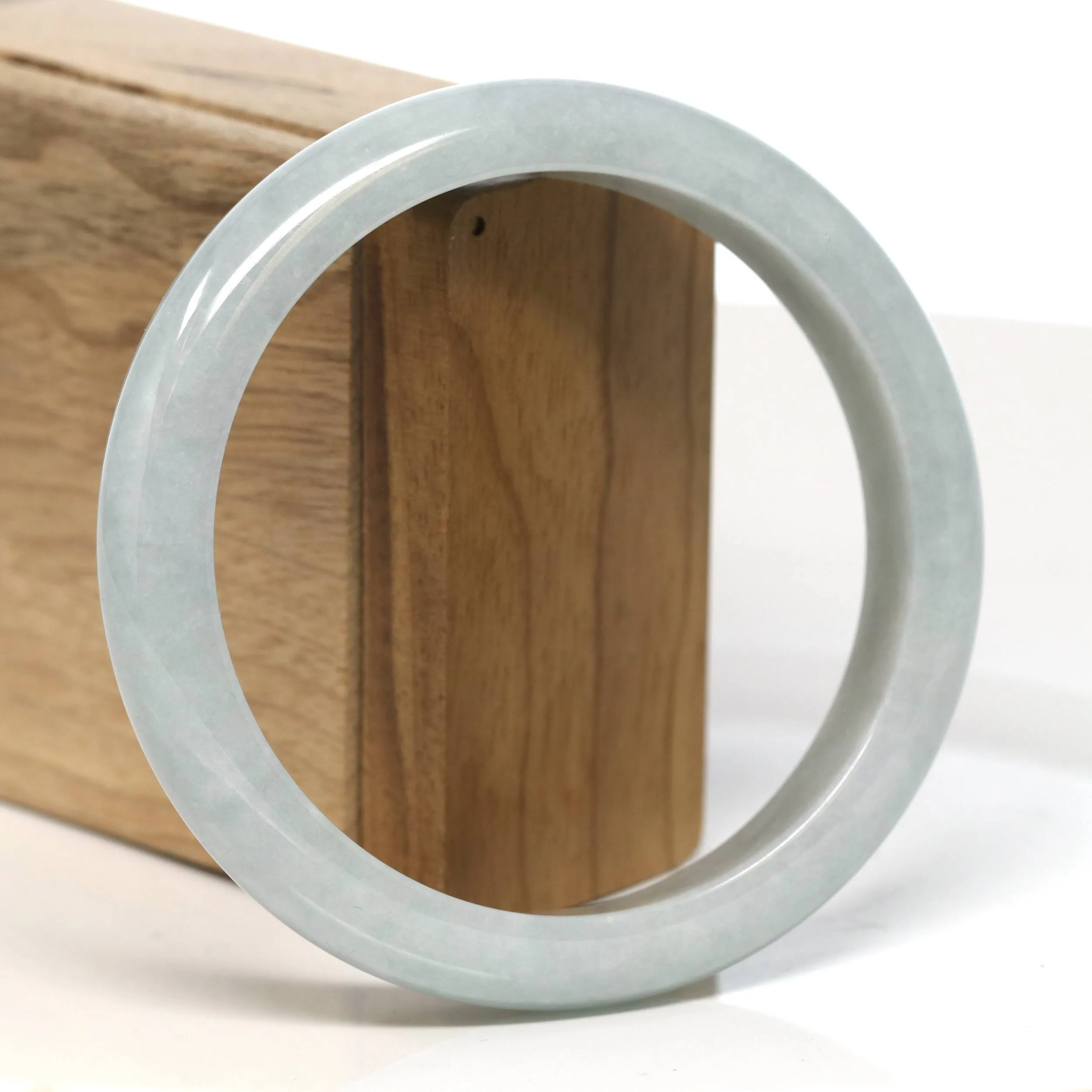 Baikalla "Half Round" Light Lavender Jadeite Jade Bangle Bracelet (62.7 mm) #T501