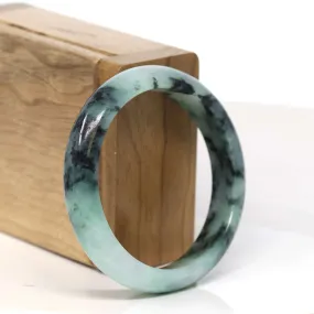 Baikalla "Half Round" Unique Blue Green Jadeite Jade Bangle Bracelet (54.43 mm) #T369