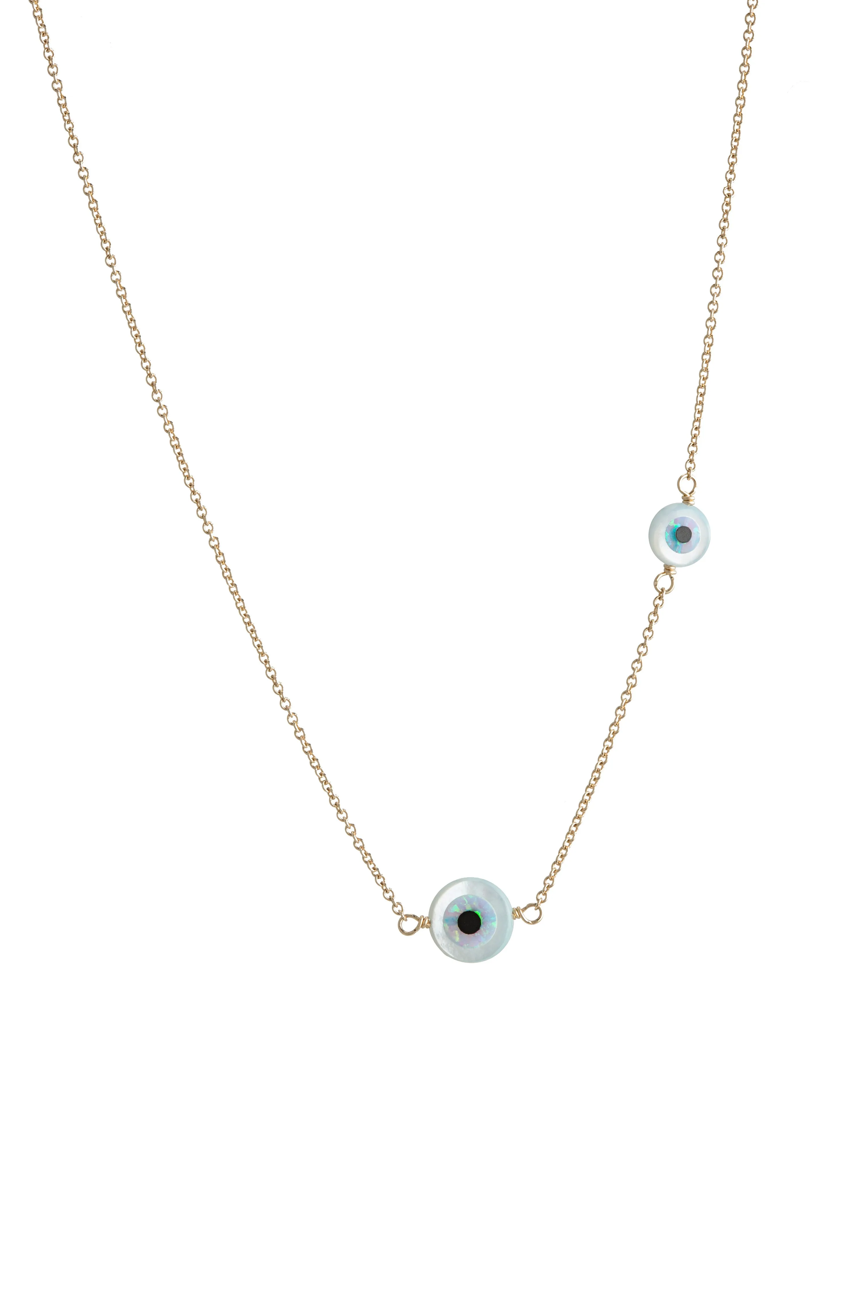 bara boheme | Clover & Evil Eye "DOUBLE LUCK" Opal Necklace
