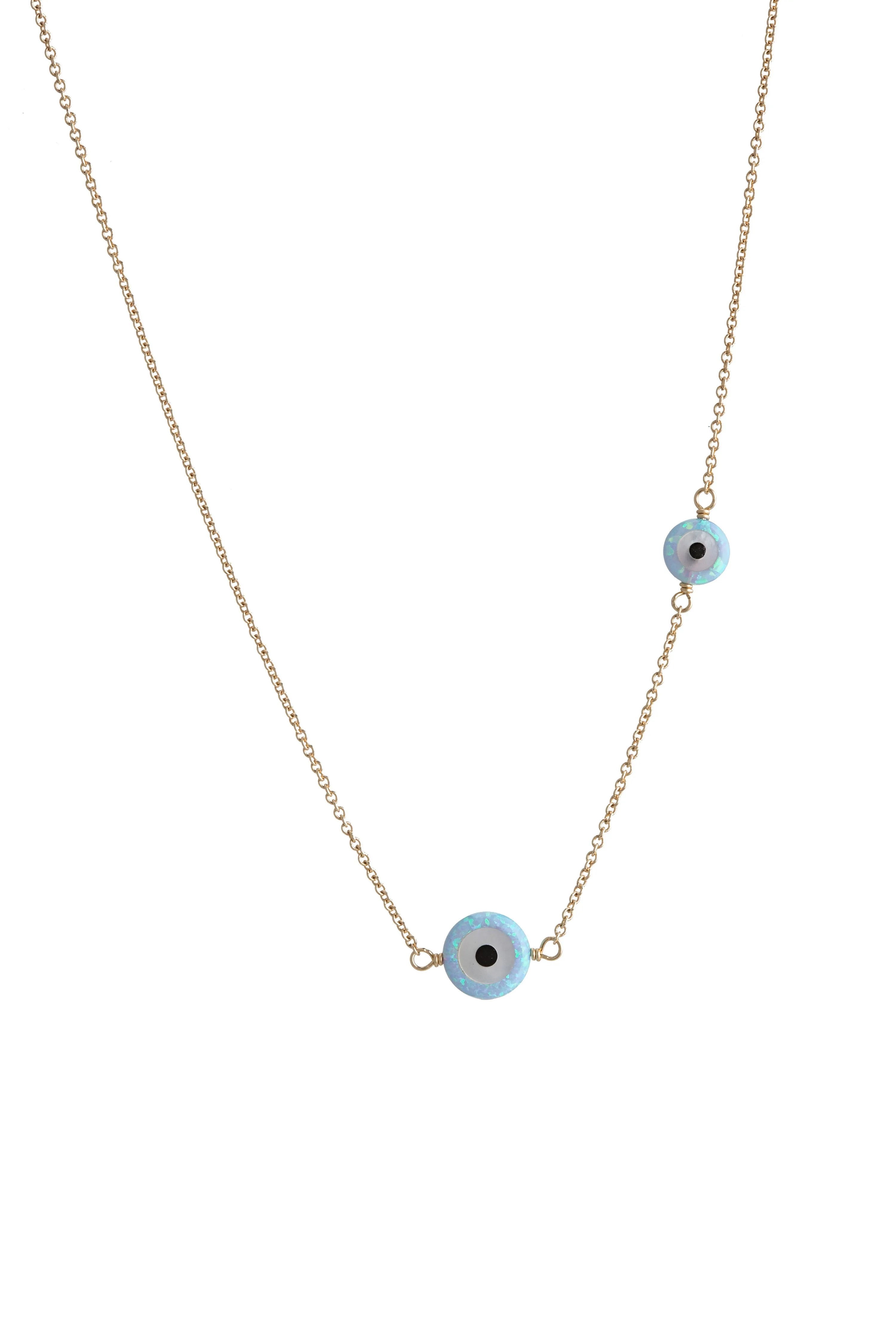 bara boheme | Clover & Evil Eye "DOUBLE LUCK" Opal Necklace