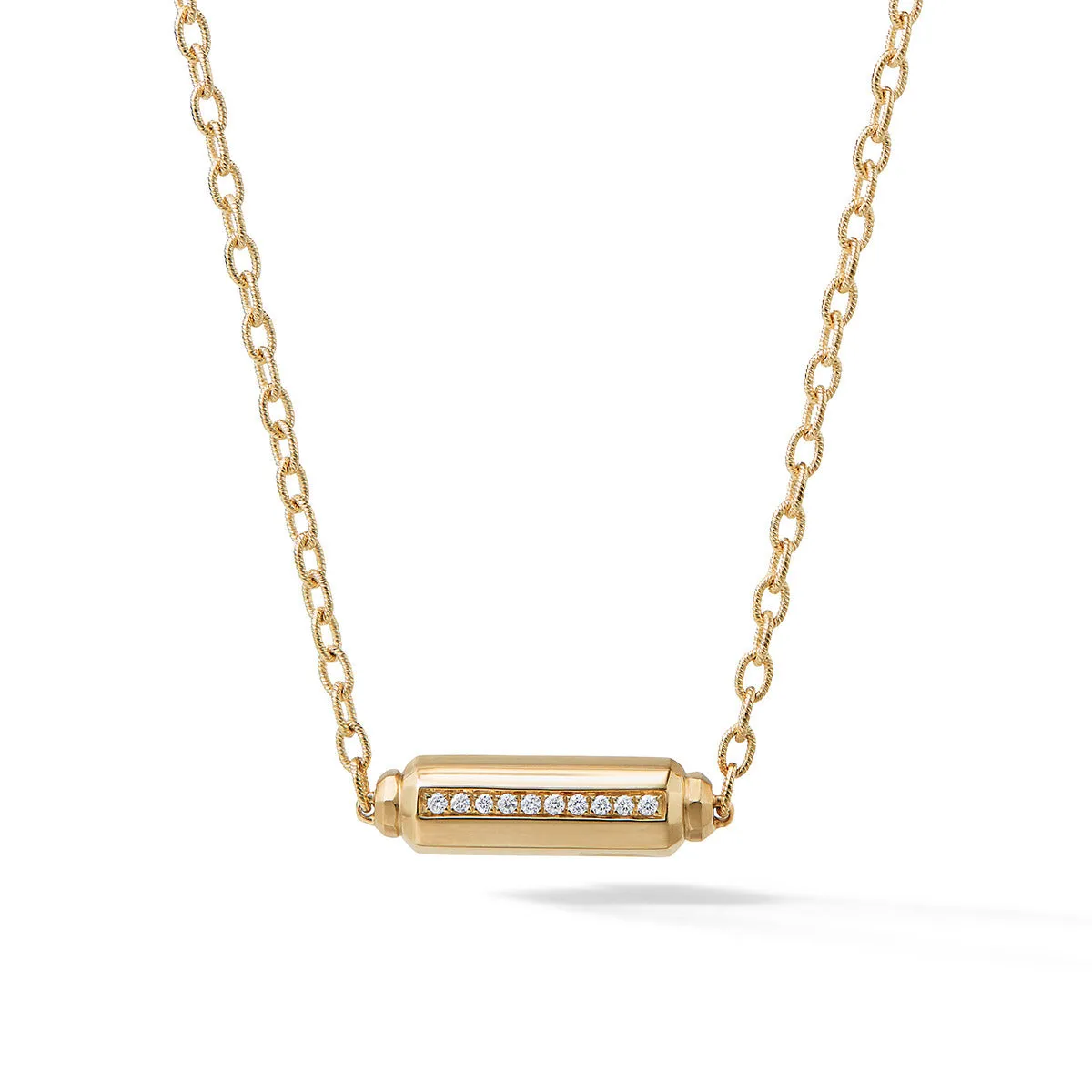 Barrels Station Necklace with Diamonds in 18K Gold