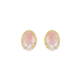 Beaded Coral Stud Pink Earrings