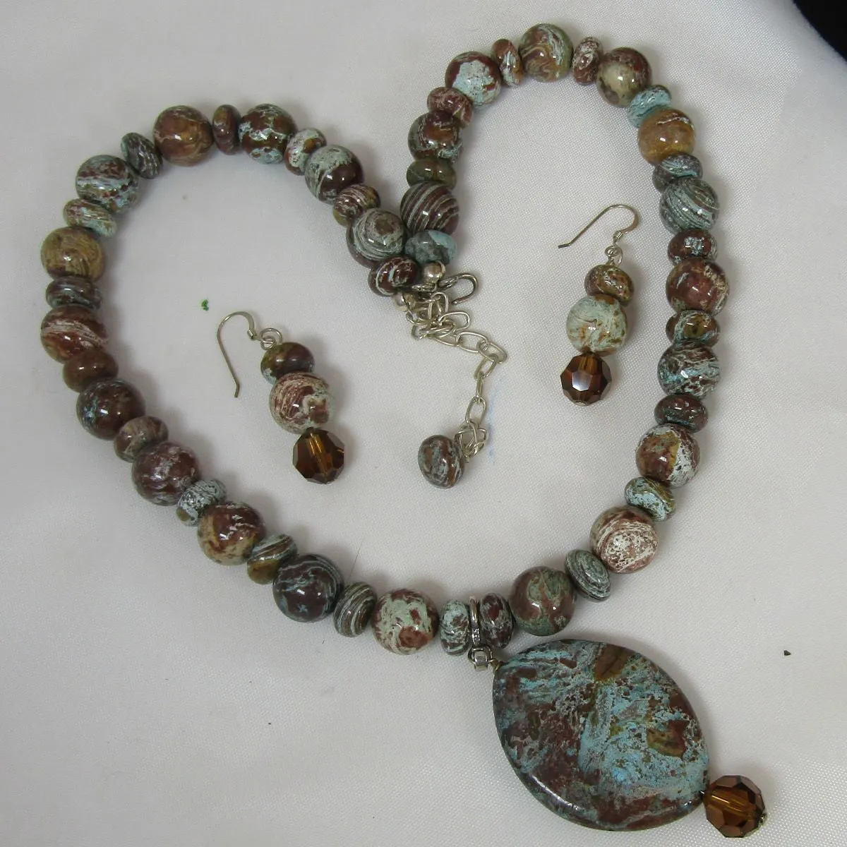 Big Blue Sky Jasper Necklace & Earrings Set