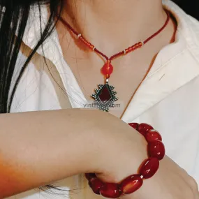 Black Friday Beaded Chain Pendant Necklace with Cuff Bracelet