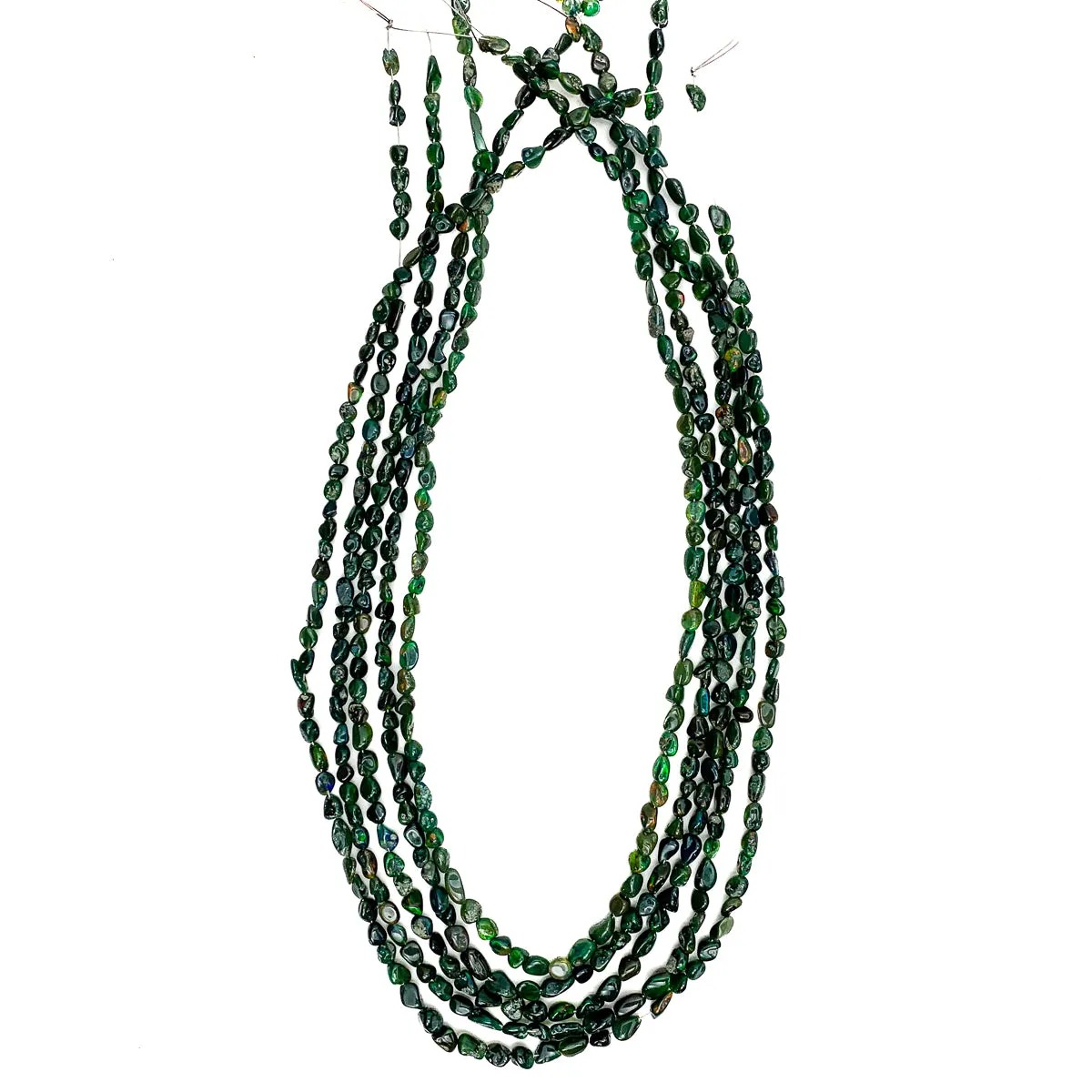 Black / Green Opal Small Nugget Bead Strand