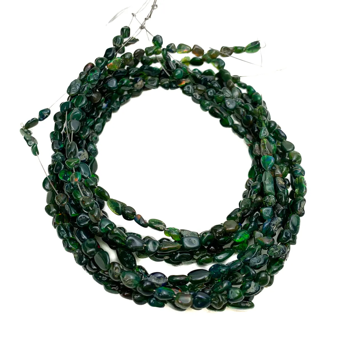 Black / Green Opal Small Nugget Bead Strand