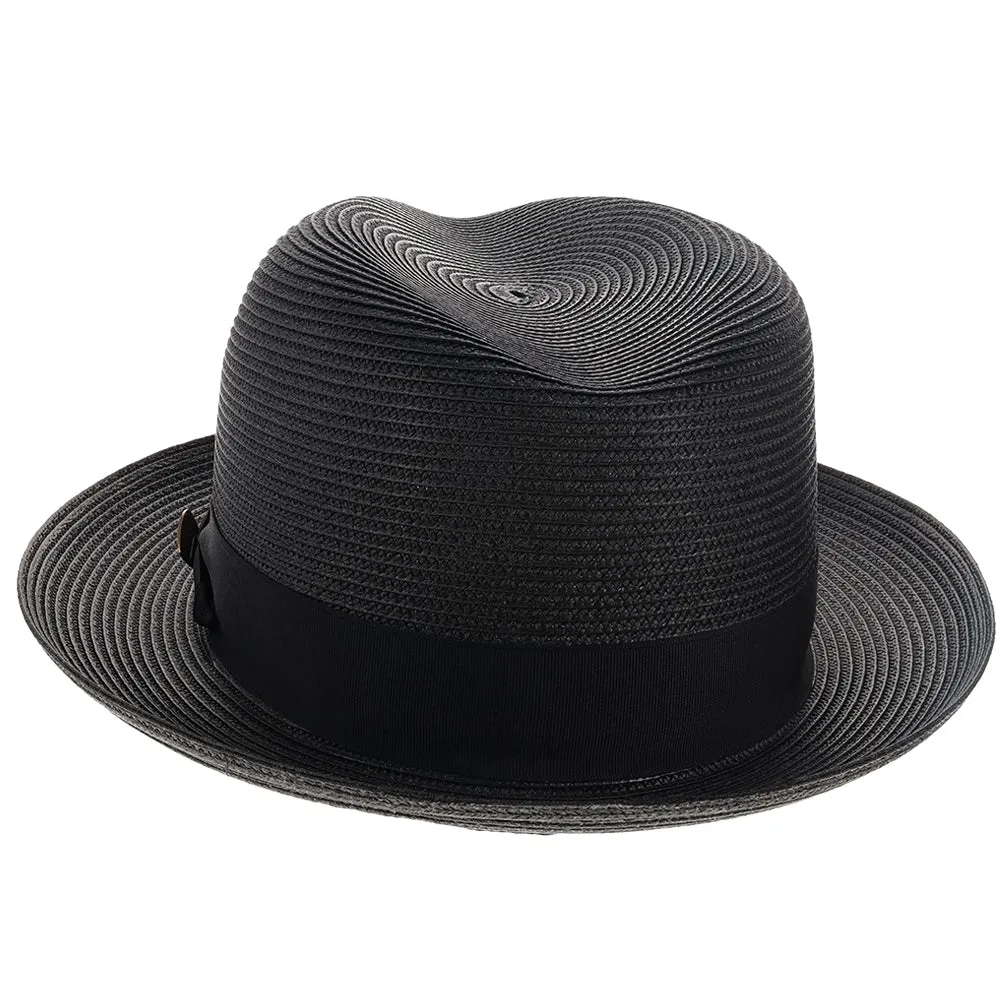 Black Straw Fedora Hat