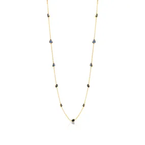 Blue Sapphire Multishape Station Necklace 18K Yellow Gold