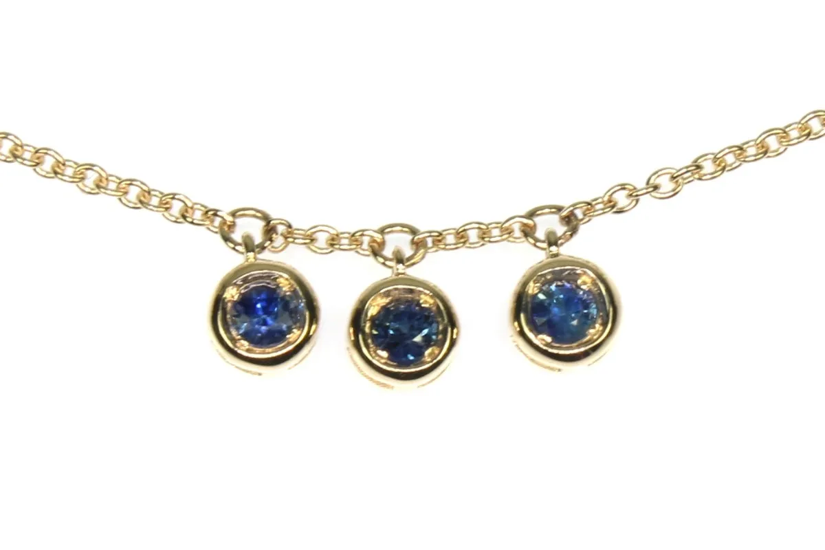 Blue Sapphire Station Dangle Necklace