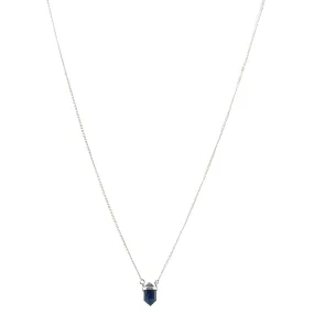 Blue Sapphire with Silver Wrap Necklace