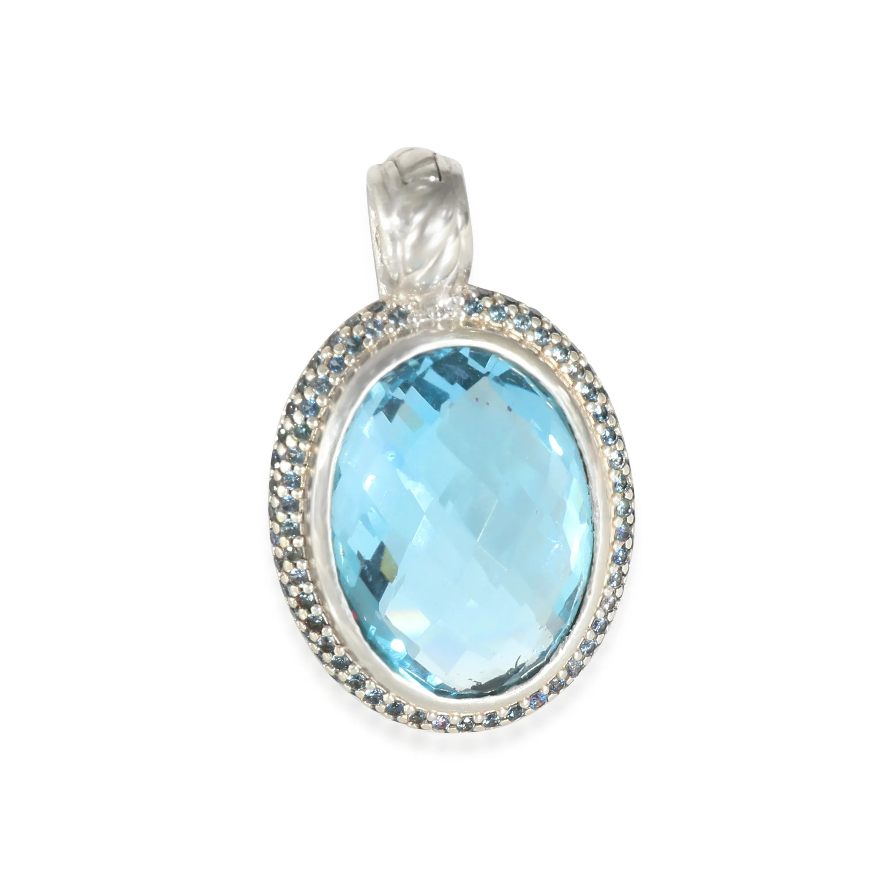 Blue Topaz & Sapphires Oval Enhancer in Sterling Silver