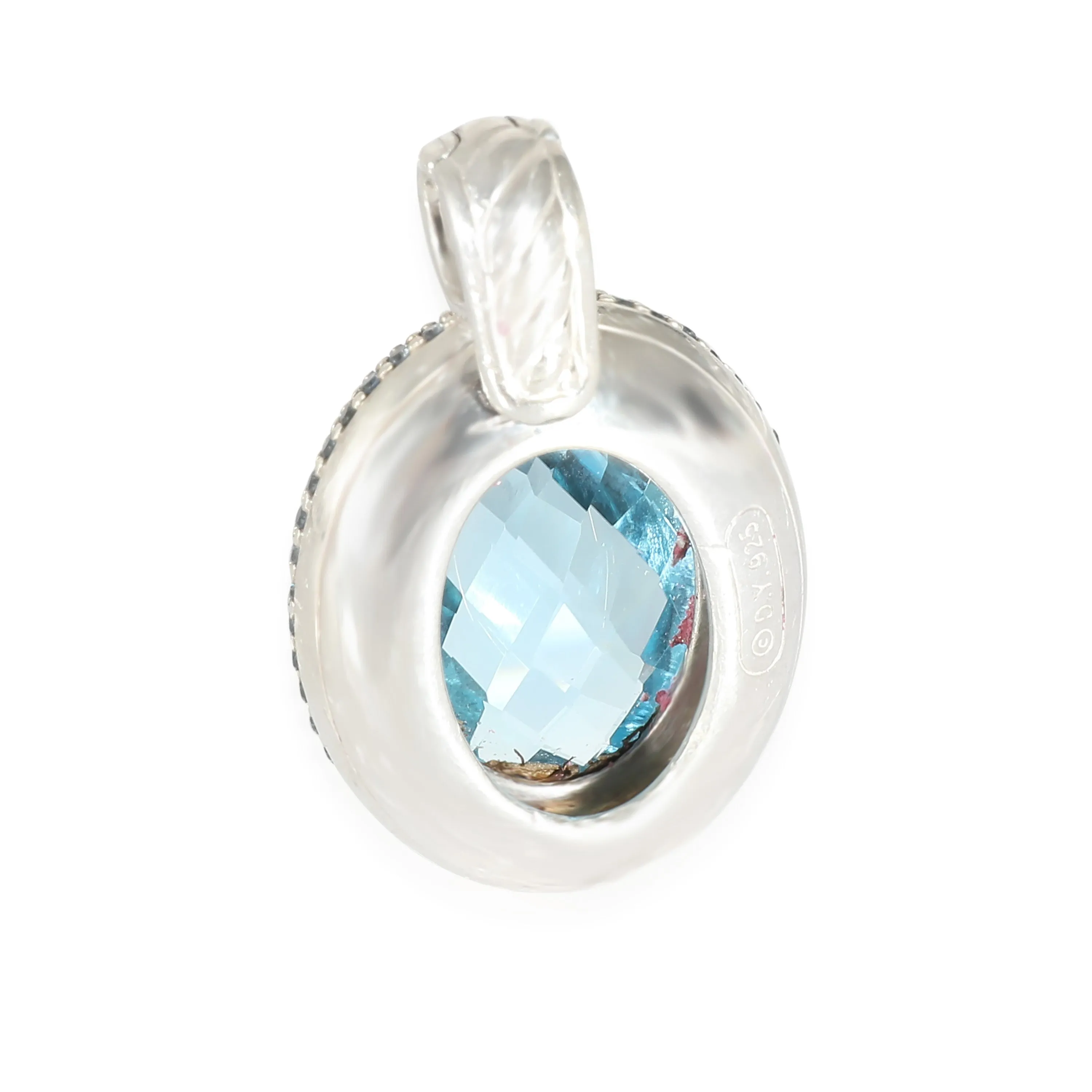 Blue Topaz & Sapphires Oval Enhancer in Sterling Silver