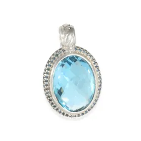 Blue Topaz & Sapphires Oval Enhancer in Sterling Silver