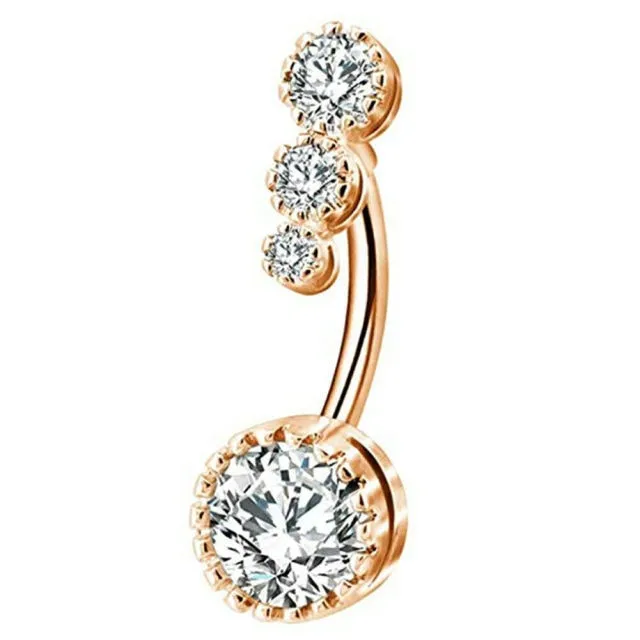 Body Jewelry Belly Button Rings for Women with Zircon in Gold Color and Silver Color