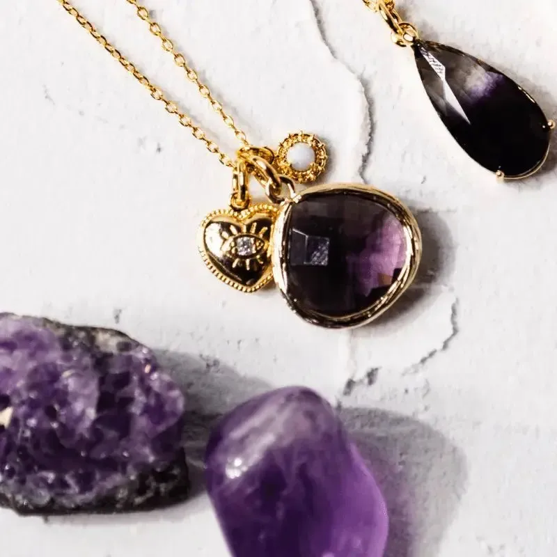 Bohemian Spirit Amethyst Charm Necklace