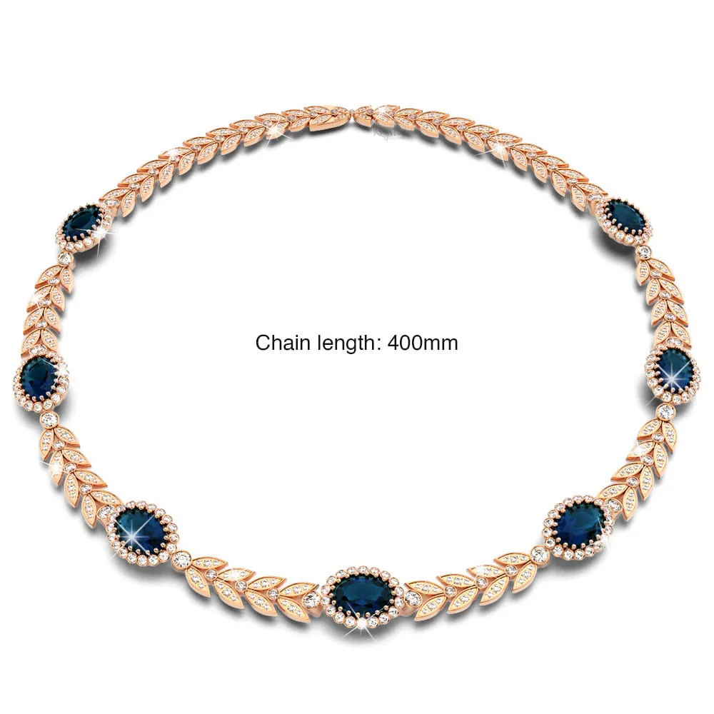 Boxed Georgina Necklace and Earrings Set Sapphire Embellished with SWAROVSKI crystals