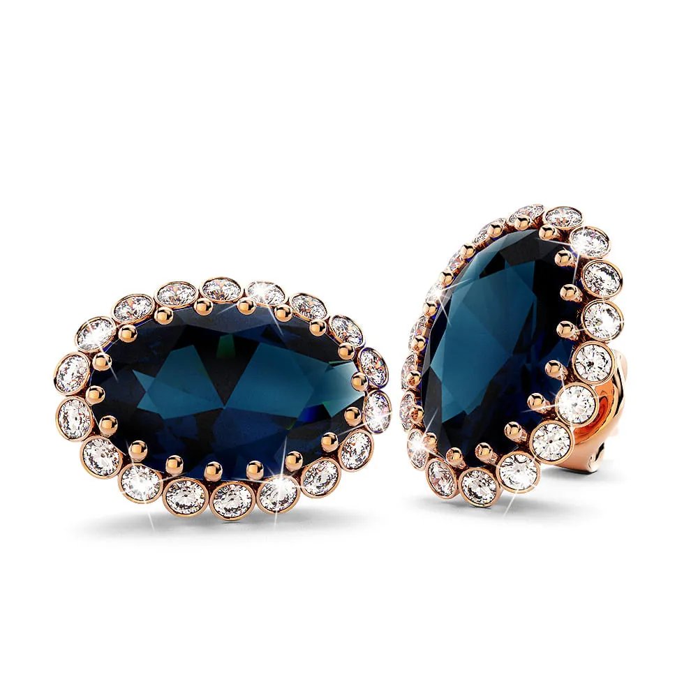 Boxed Georgina Necklace and Earrings Set Sapphire Embellished with SWAROVSKI crystals