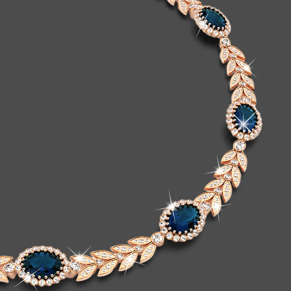 Boxed Georgina Necklace and Earrings Set Sapphire Embellished with SWAROVSKI crystals