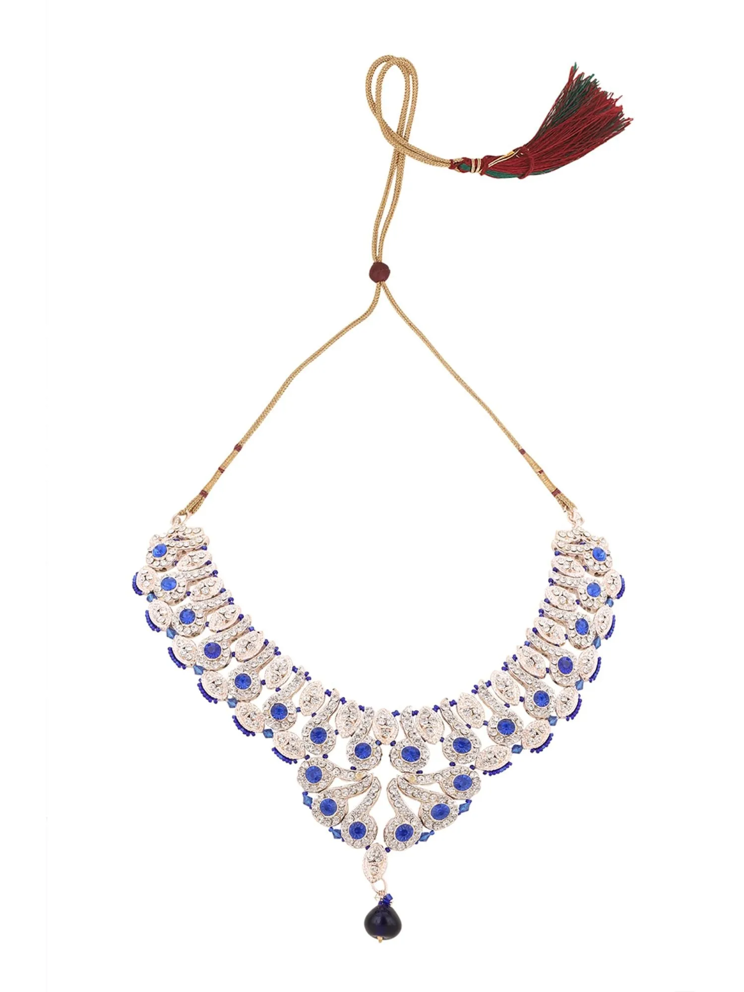Brass Blue Jewelry Set - Elegance In Captivating Azure - Anikas Creation