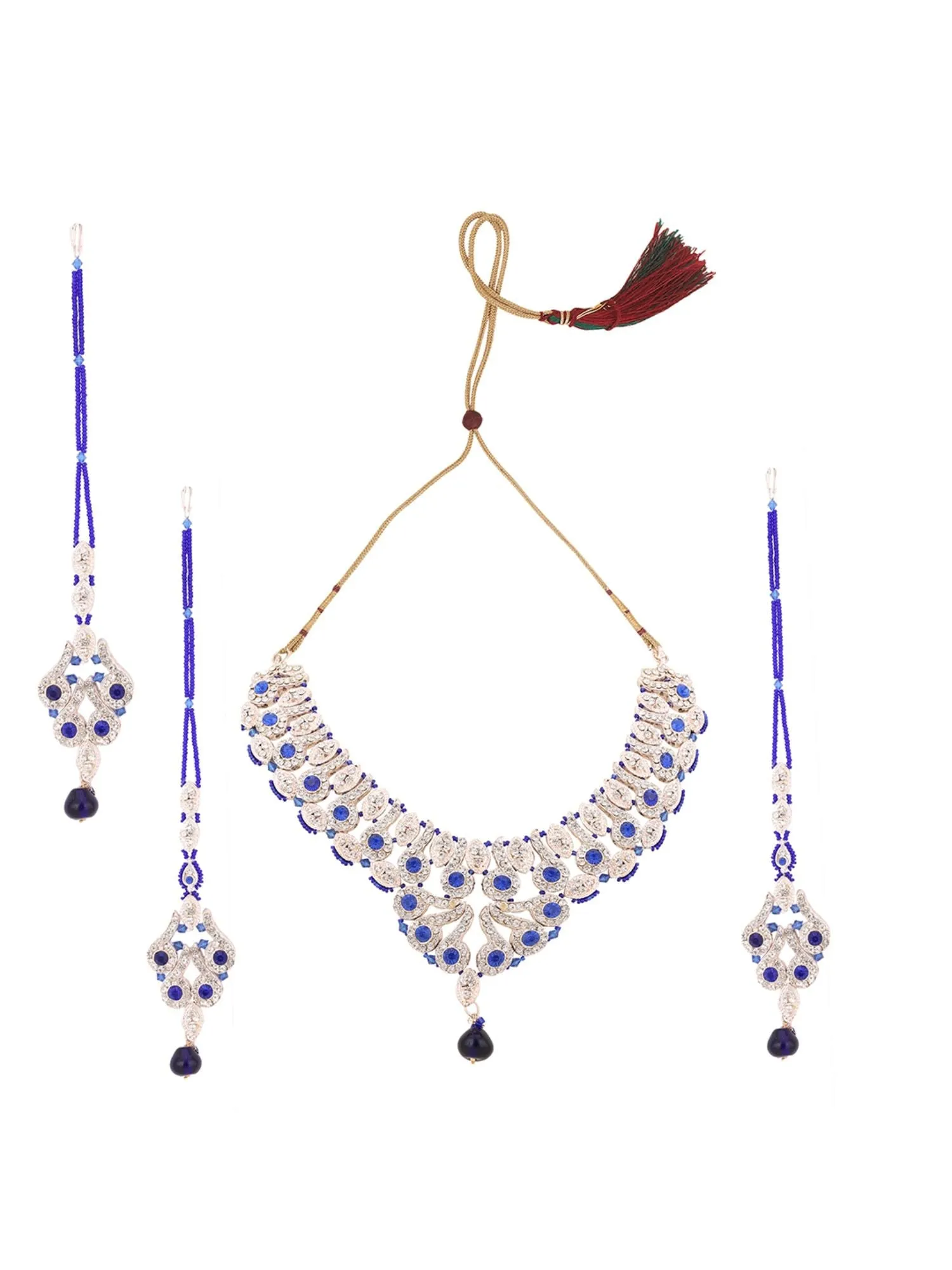 Brass Blue Jewelry Set - Elegance In Captivating Azure - Anikas Creation