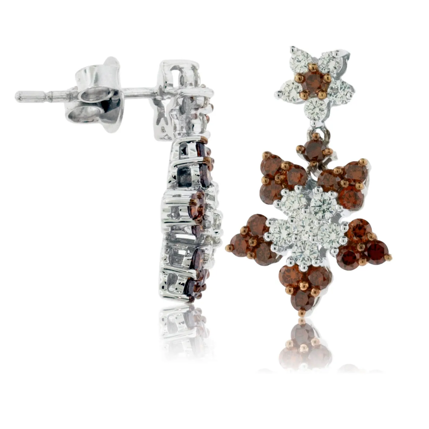Brown  Diamond & Diamond Dangle Earrings