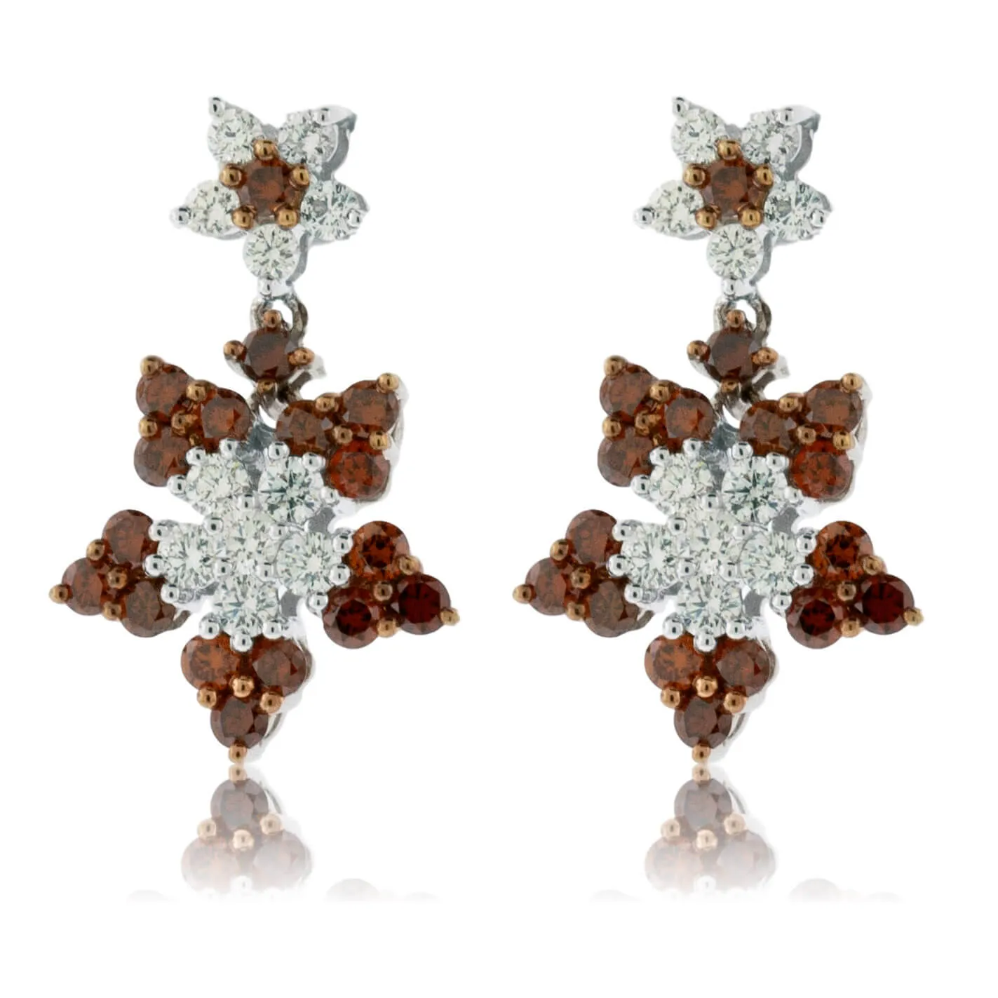 Brown  Diamond & Diamond Dangle Earrings