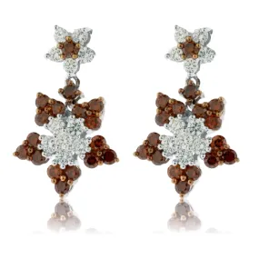 Brown  Diamond & Diamond Dangle Earrings