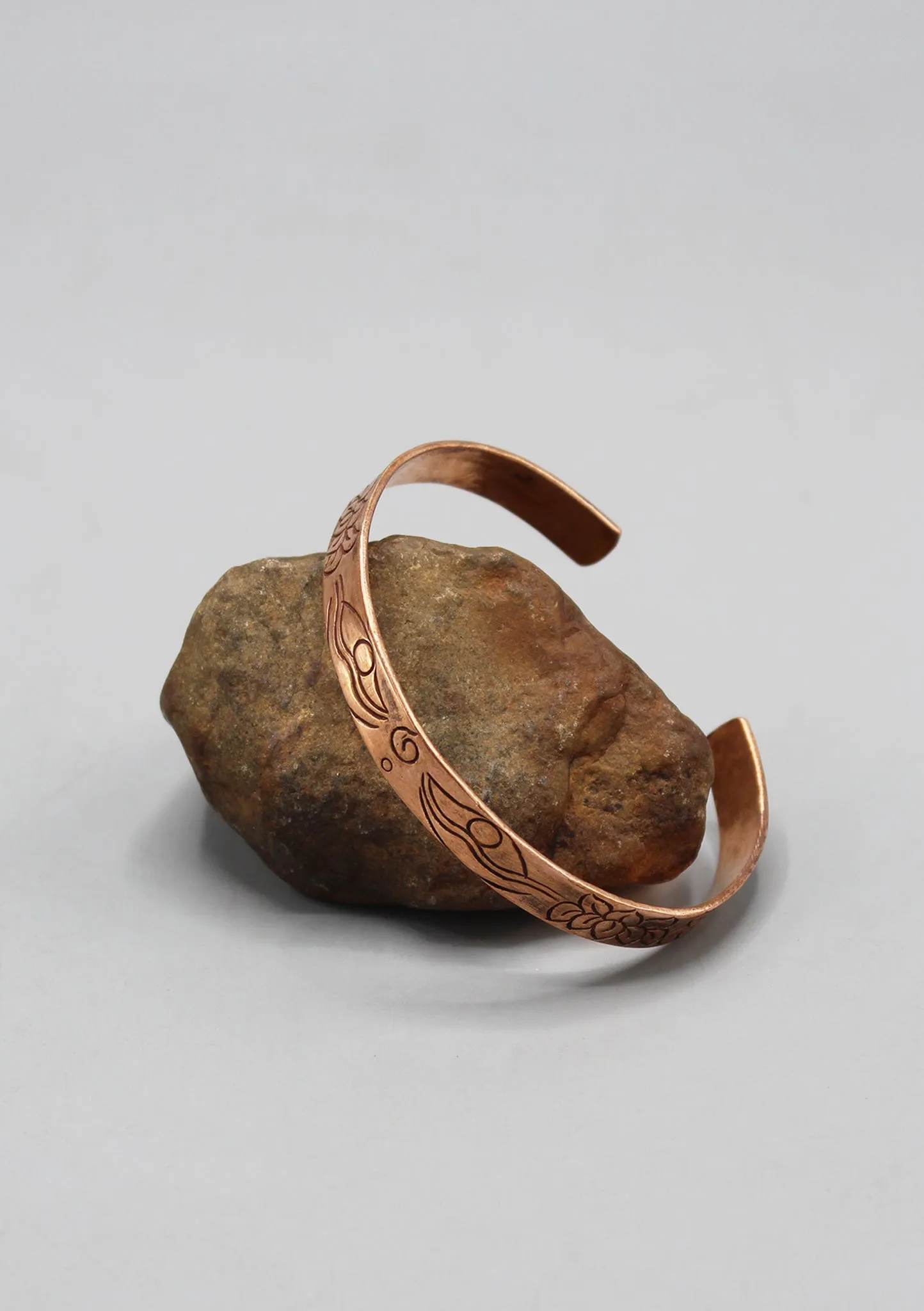 Buddha Eyes and Lotus Copper Adjustable Bracelet