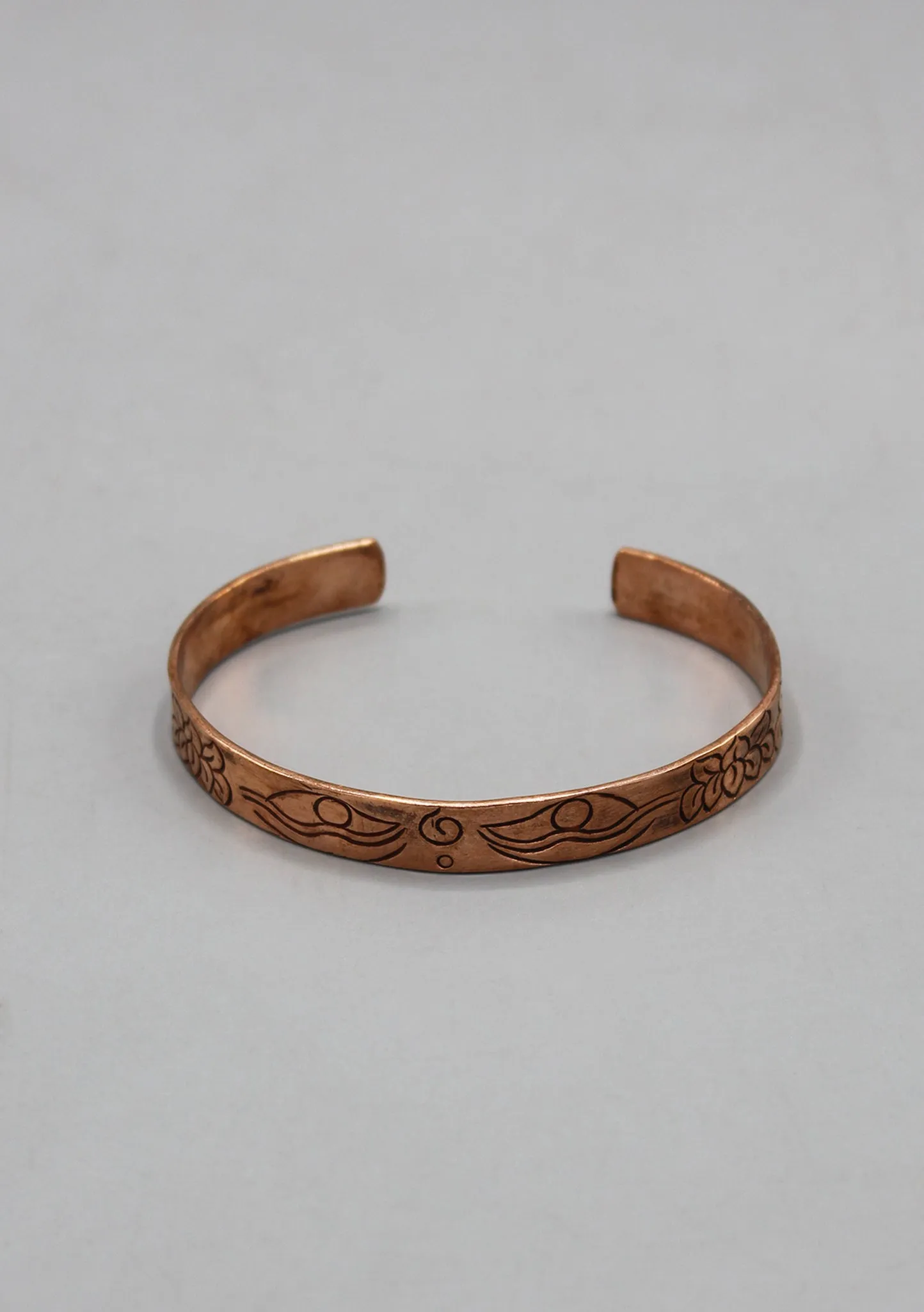 Buddha Eyes and Lotus Copper Adjustable Bracelet