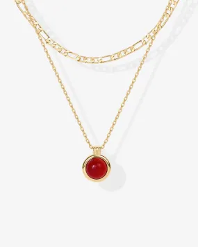 Carnelian & Aventurine Gemstone Layered Necklace